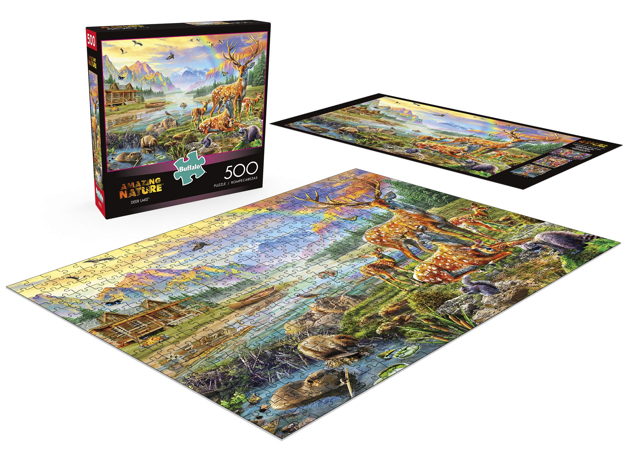 Deer Lake 500 Piece Jigsaw Puzzle By Buffalo Games - Nature Scene With Wildlife