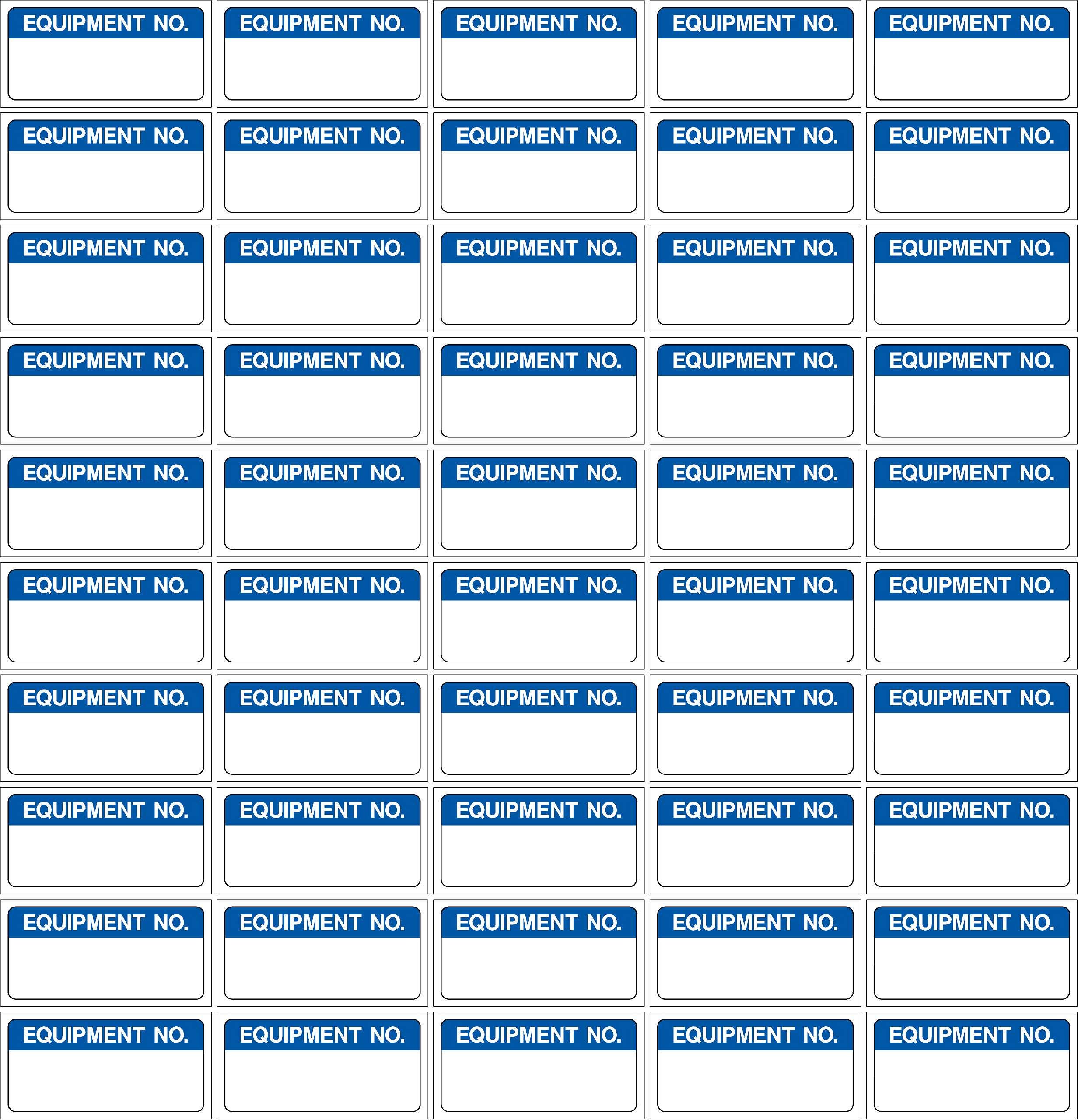 Quality control labels Equipment number - 50 Stickers 40mm x 20mm