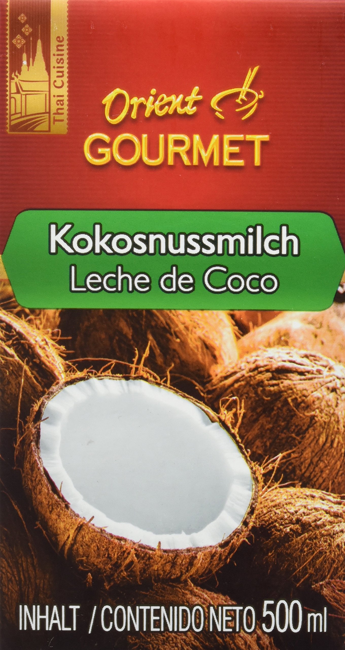Orient Gourmet Leche de coco, leche cremosa con sabor a coco, cocina tailandesa auténtica, Contenido de Grasa 17-19%, 1 2 x 500 ml