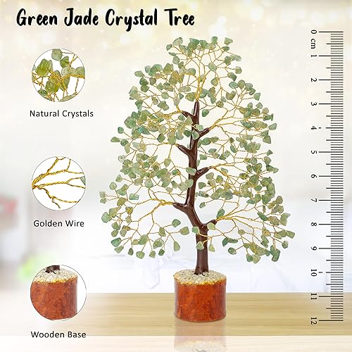 Miniatura 2 de Crocon Árbol de la vida de cristal de jade verde, decoración para estantes, cristales curativos, regalo espiritual, verde salvia, decoración de