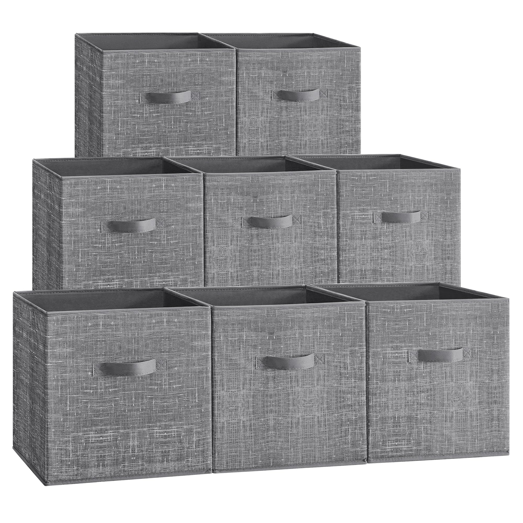 Songmics Cattail Gray Storage Cubes, 33 Cm Non-Woven Fabric Bins With Double Handles, Set Of 8, Wardrobe Organisers For Shelves, Foldable, For Clothes, Cattail Grey Rob833g01