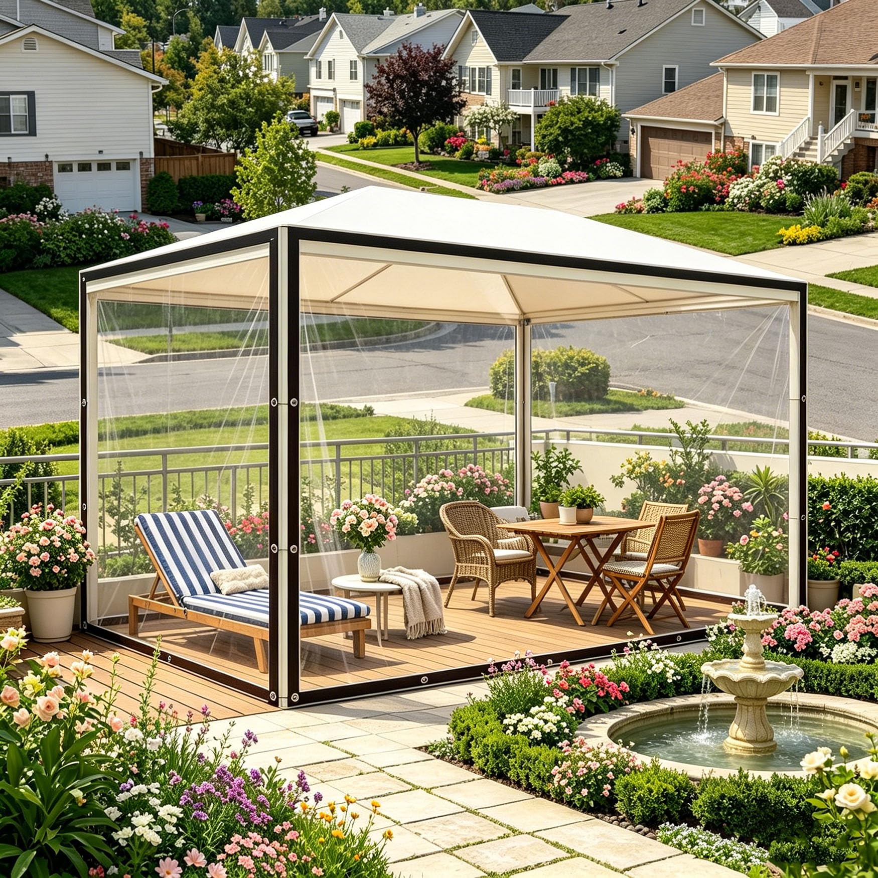 Lona impermeable para muebles de jardín transparente que protege tu terraza durante el invierno