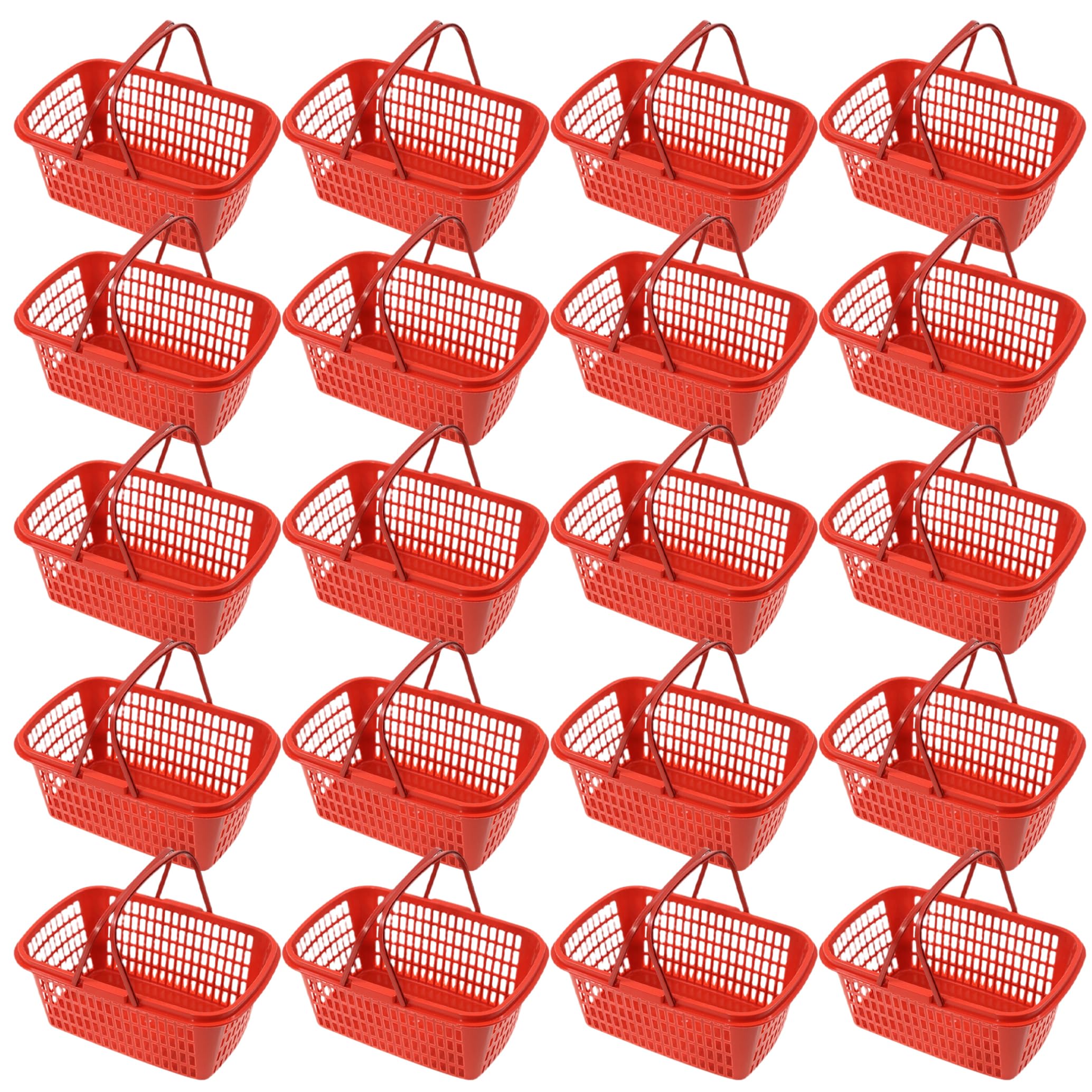 Neptuiby Berry Baskets Hollow-out Strawberry Baskets with Hidden Portable Handle, Ventilated Produce Basket for Garden Harvest & Grocery Shopping Red.