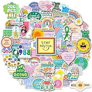 200PCS Mental Health Stickers, Mental Health Matters Awareness Stickers for Kids Adults Positive Therapy Vinyl Decals for Water Bottles Therapist Must Haves