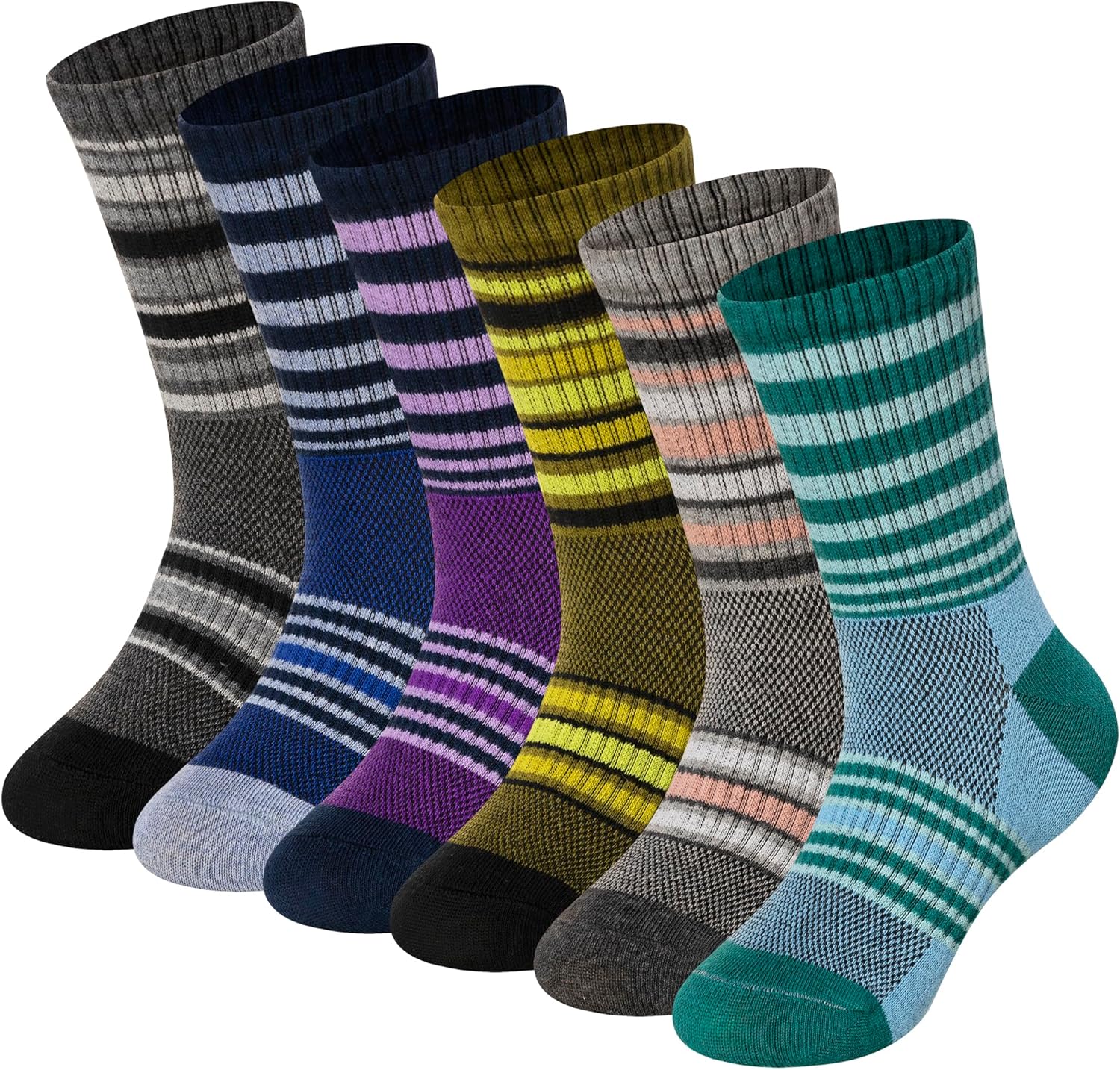 Eyean Girls Socks Little Kids Crew Cotton Youth Breathable Cute Dress Socks 6 Pairs