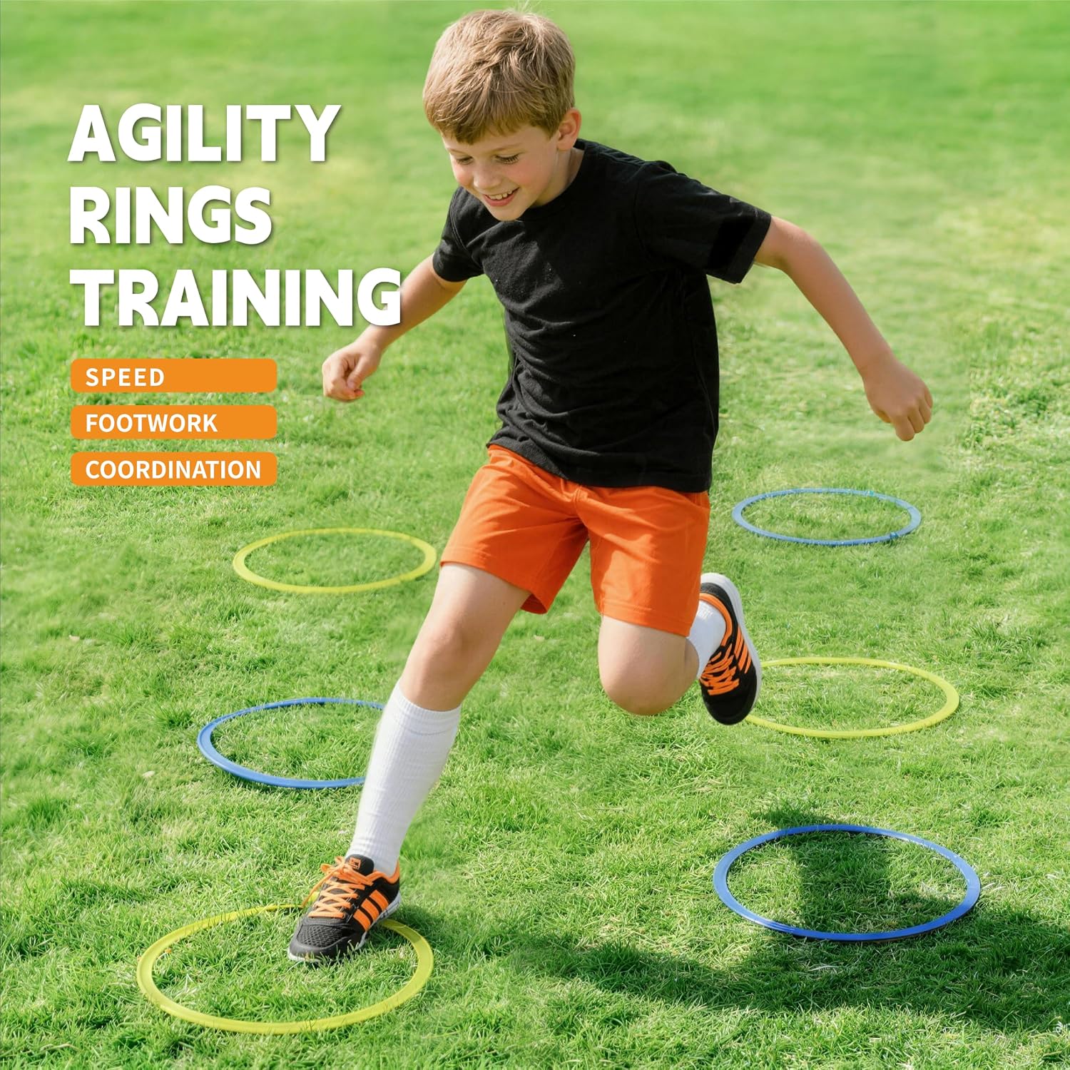 20Pcs 15" Square & Round Hopscotch Rings, Kids Agility Obstacle Course image 3