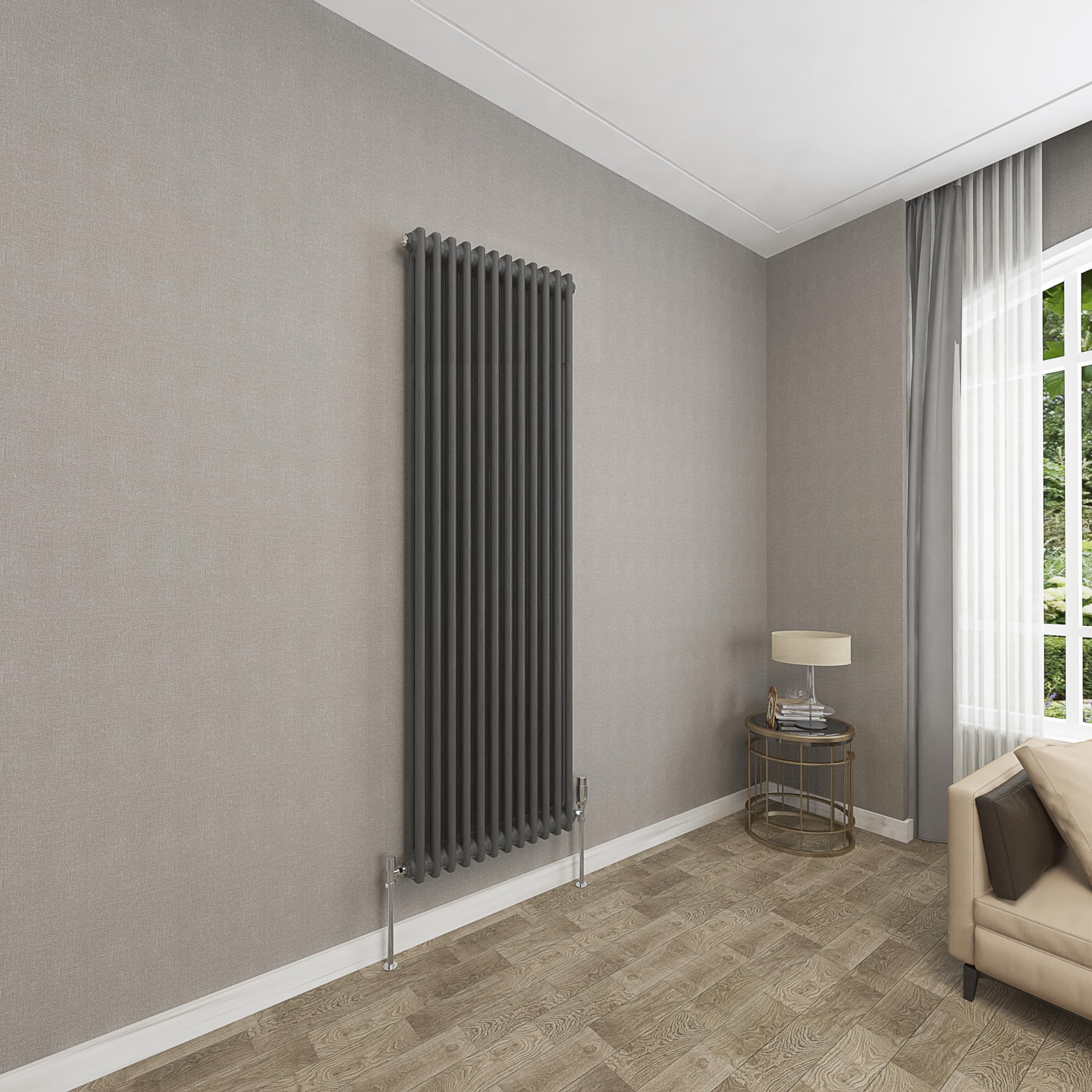 Sky Bathroom Anthracite 1800X560mm Vertical Cast Iron 2 Column Radiator Traditional Upright Central Heating Radiator