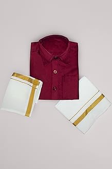 Boys Traditional Adjustable Lungi Dhoti Shirt Mundu Set (CMonly-$)