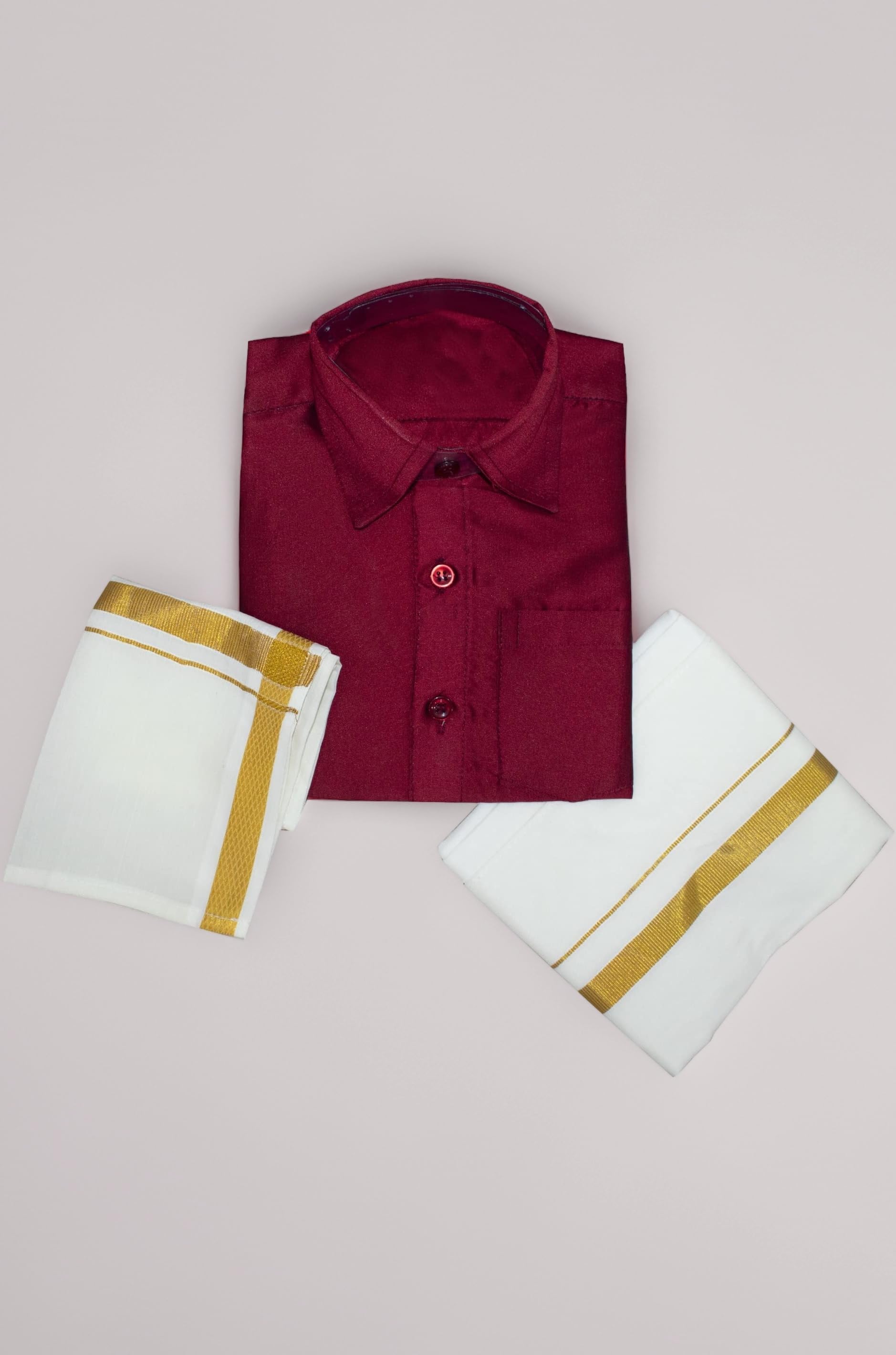 Boys Traditional Adjustable Lungi Dhoti Shirt Mundu Set (CMonly-$)