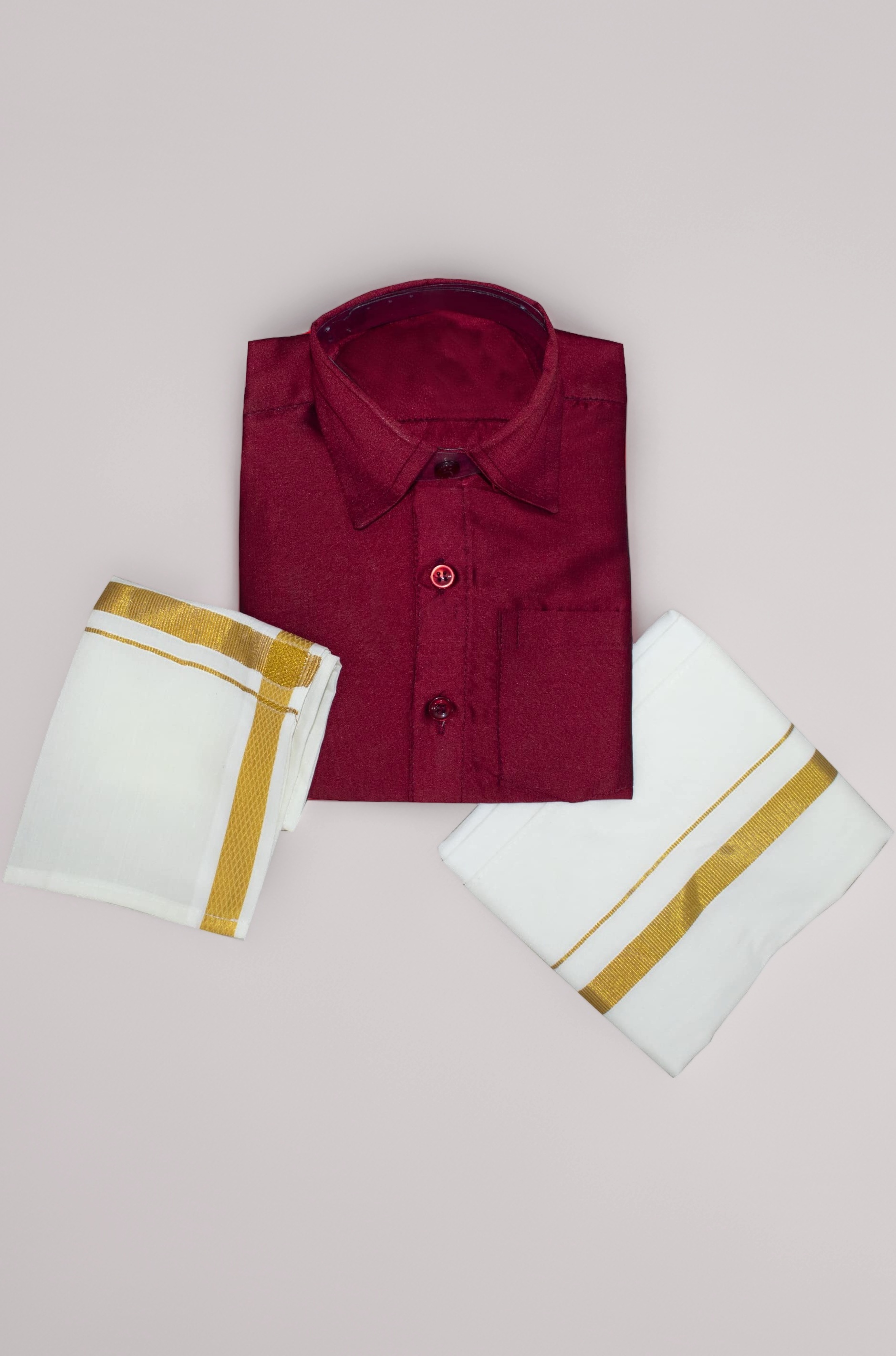 Boys Traditional Adjustable Lungi Dhoti Shirt Mundu Set (CMonly-$)