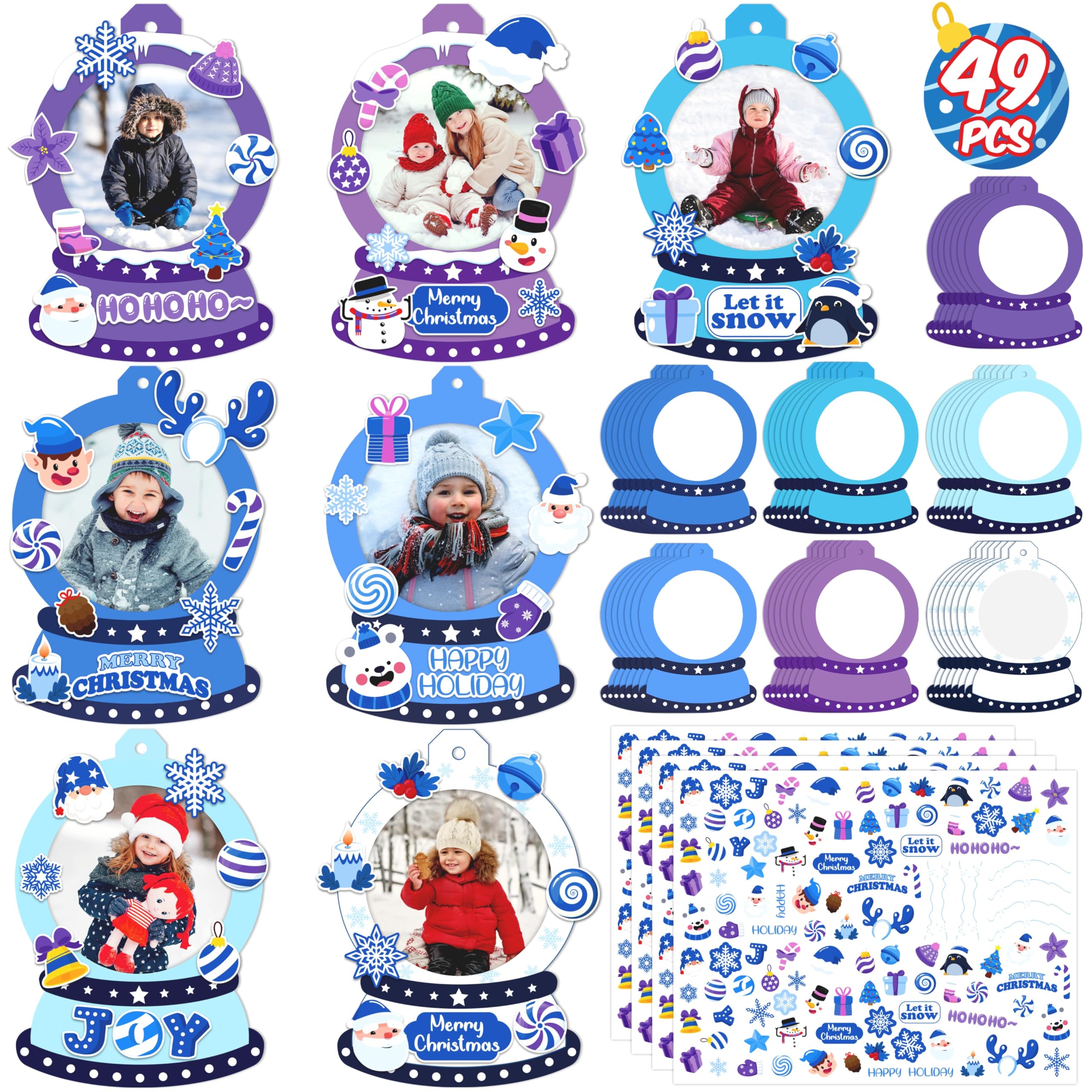 Boules à neige bleu et violet en papier pour vos projets de scrapbooking et décors de table