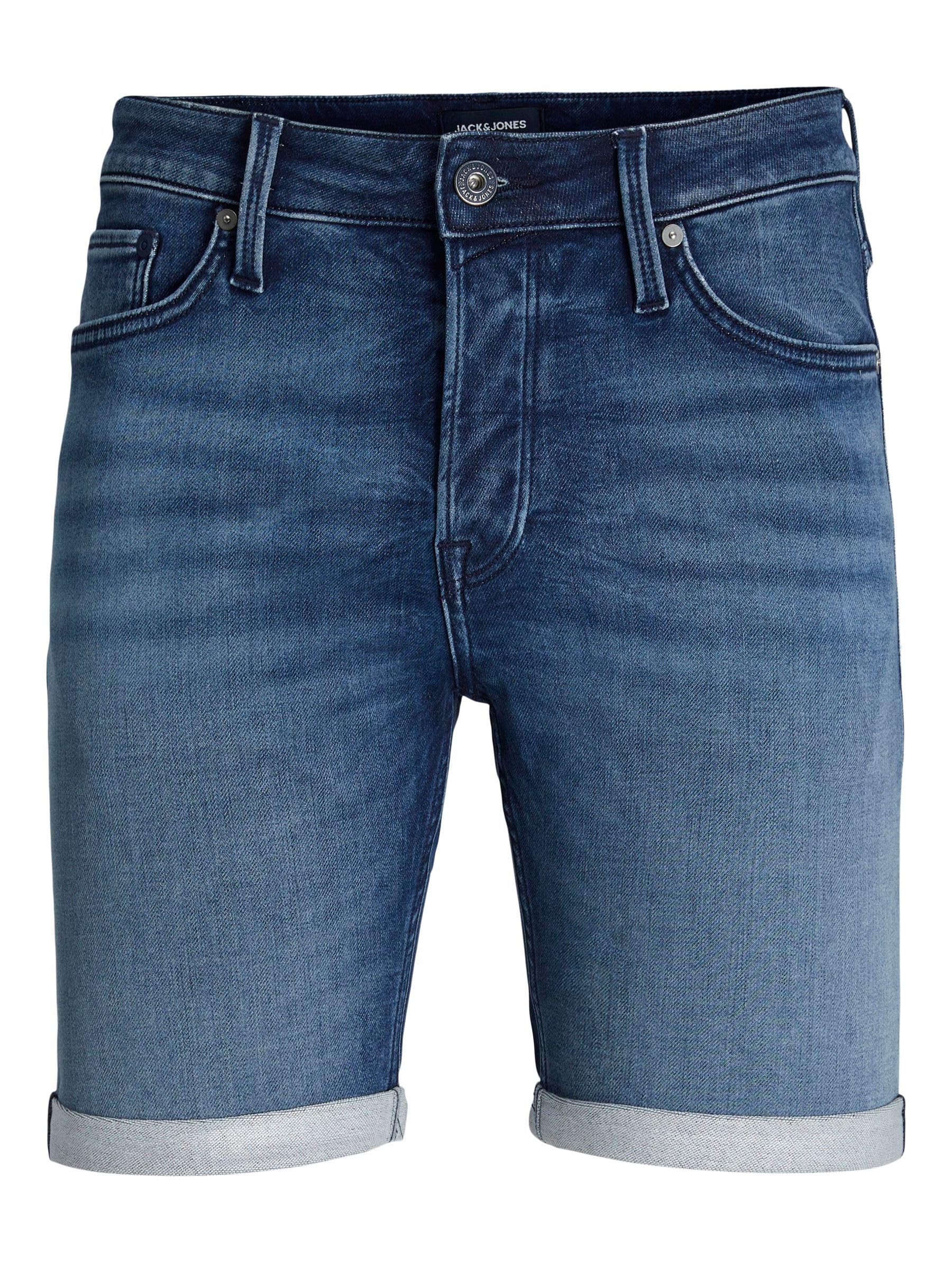 JACK & JONES Male Jeansshorts Rick Icon GE 003 Indigo Knit SBlue Denim