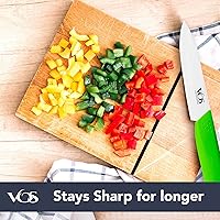 Vista 3 de Vos Cuchillo de pelar de cerámica, hoja de circonita de 4 pulgadas con cubierta de vaina, mango de frutas y verduras (verde)