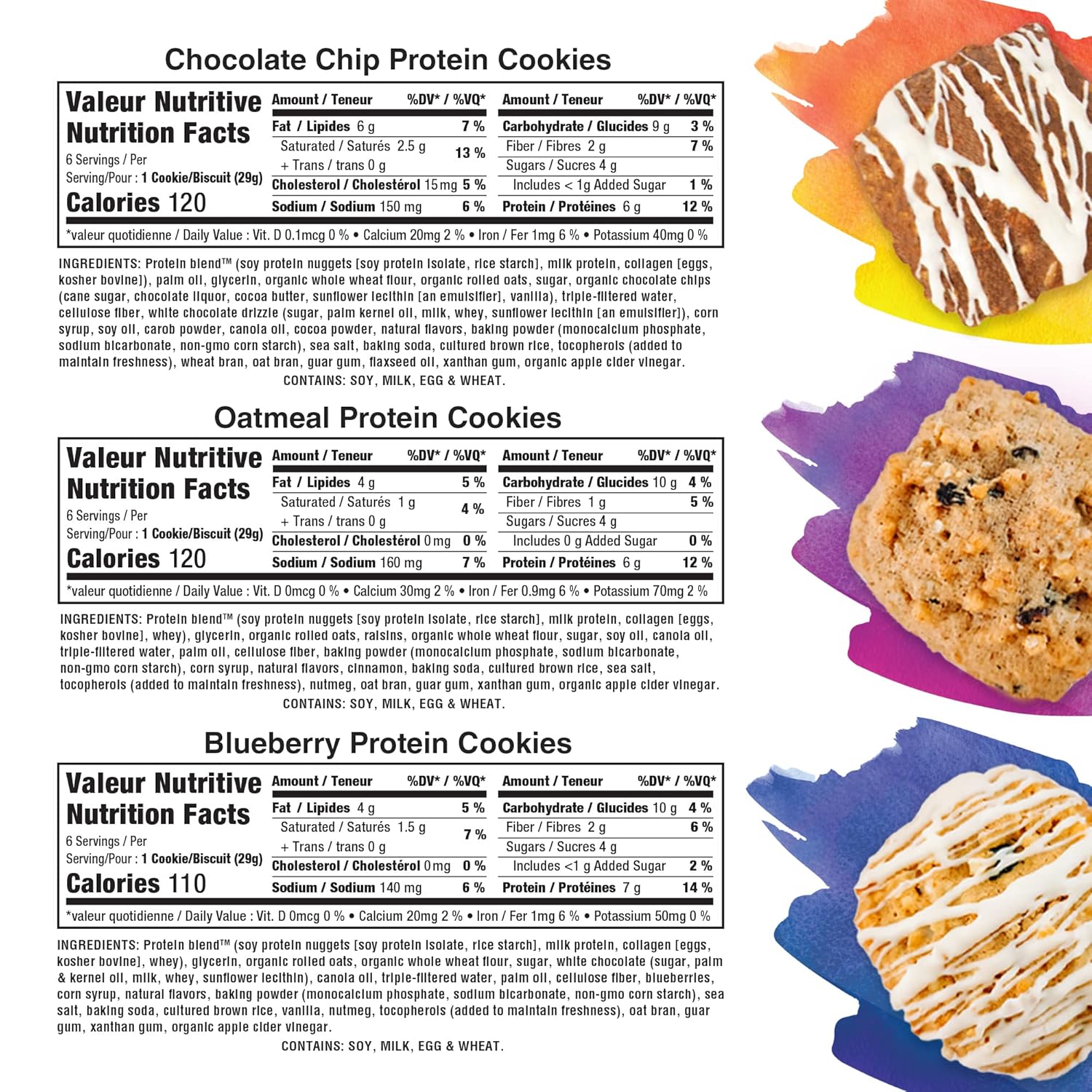Smart for Life High Protein Cookie Diet - Variety Pack - Chocolate Chip, Oatmeal Raisin & Blueberry (5-Week Meal Plan) - Low Carb Meal Replacement - High Fiber Snack Cookies