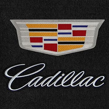 Lloyd Mats - Velourtex Black 4PC Floor Mats for Cadillac SRX 2015-16 with Silver Cadillac Crest and Cadillac Script Applique