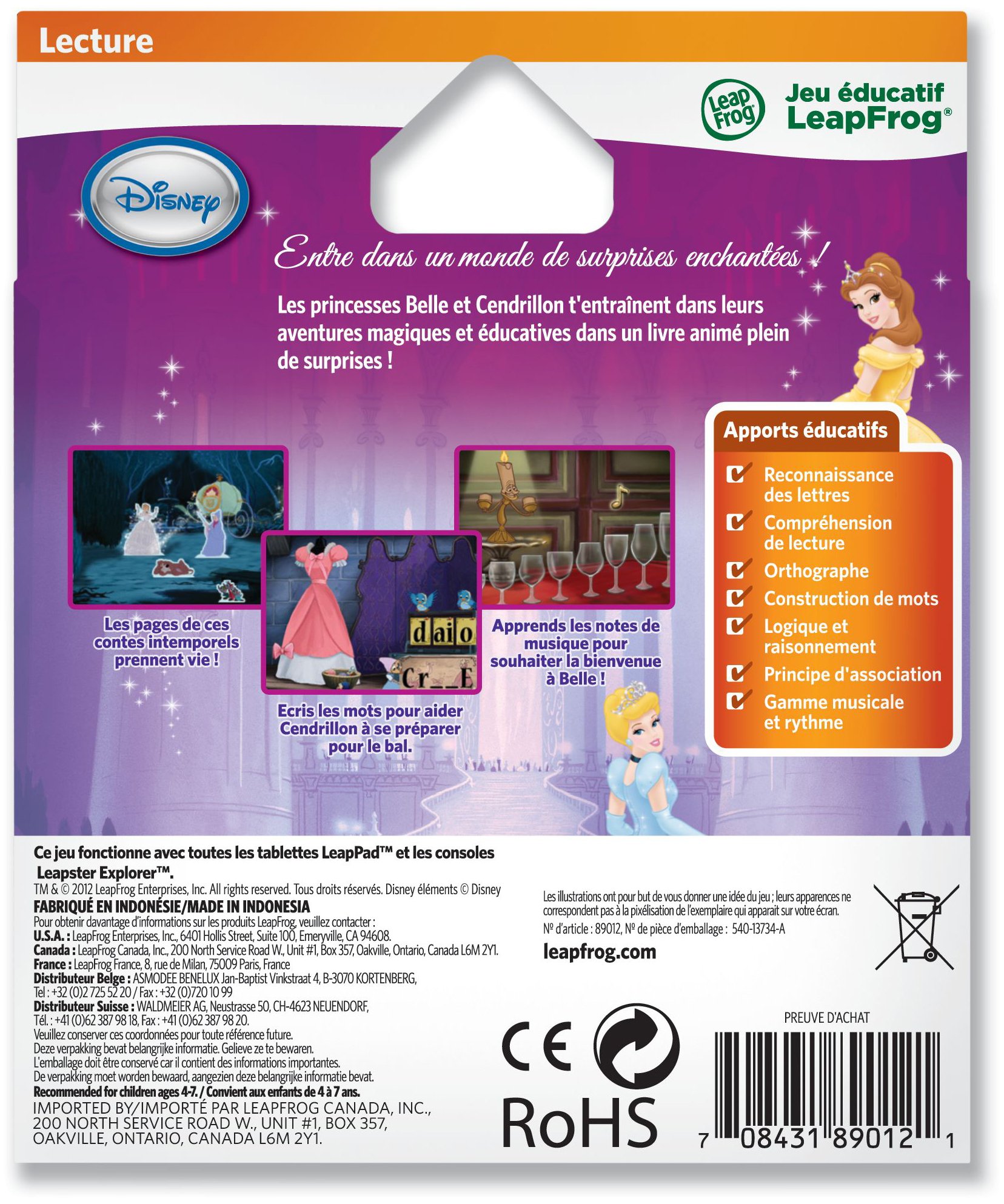Leapfrog Jeu Educatif Electronique Princesses Disney LeapPad LeapPad 2 Leapster Explorer