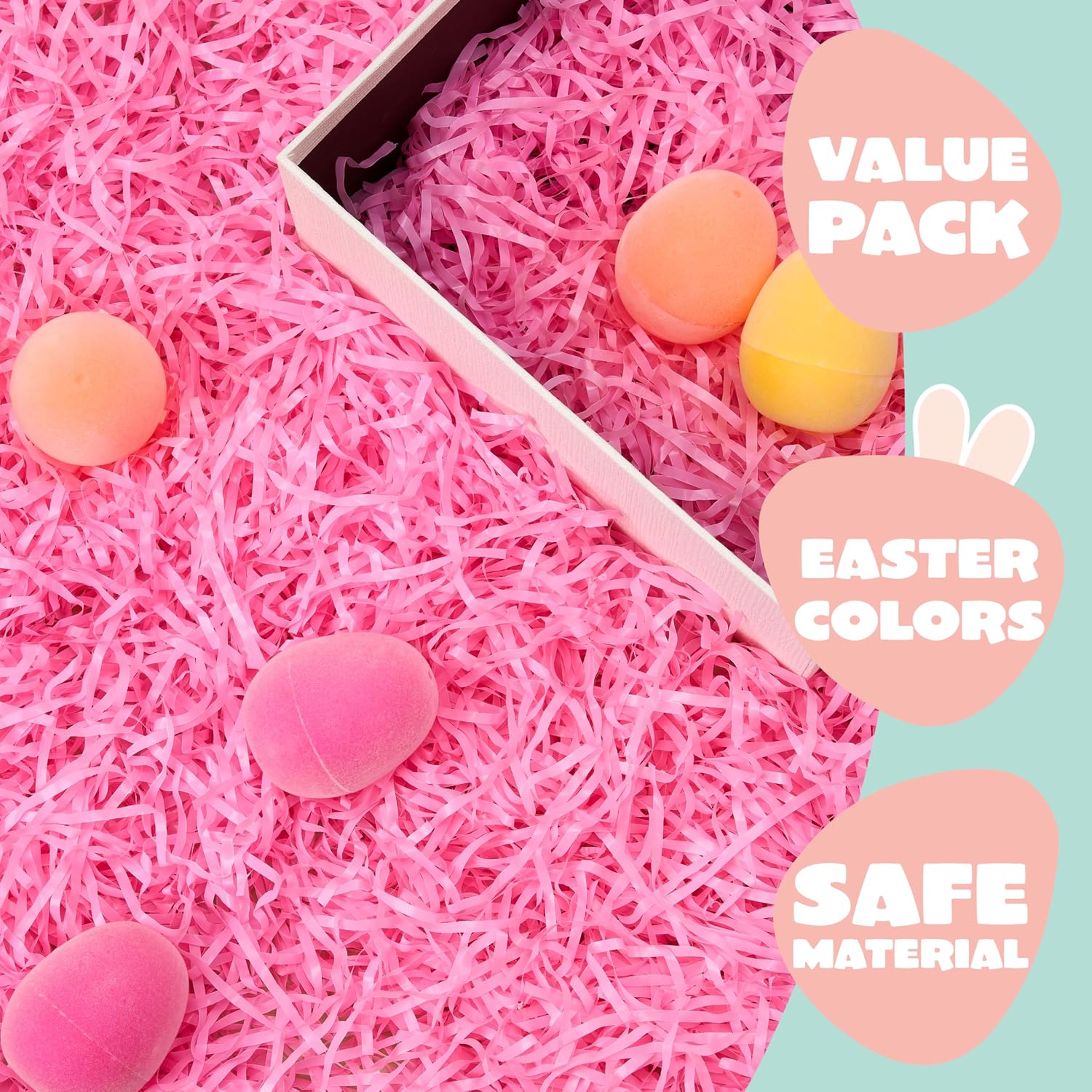 JOYIN 32 Oz Multicolor Easter Grass, Recyclable Grass Shred Pastel 4 Colors for Easter Egg Hunt,DIY Gift Wrapping, Stuffer Party Supplies(Pink, Yellow, Sky Blue, Green)