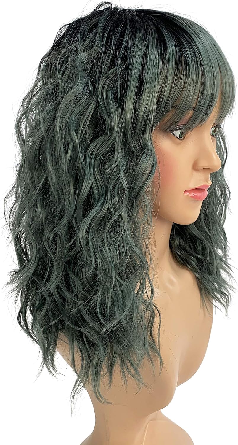 SLEEK 2020 New 17'' Synthetic Curly Wig With Bang FRIDA Fashion Wig Cosplay Wig Ombre Steel Colour Wig for Black Women Heat Resistant Fiber Adjustable Cap150G-TT1B/STEEL - Image 3