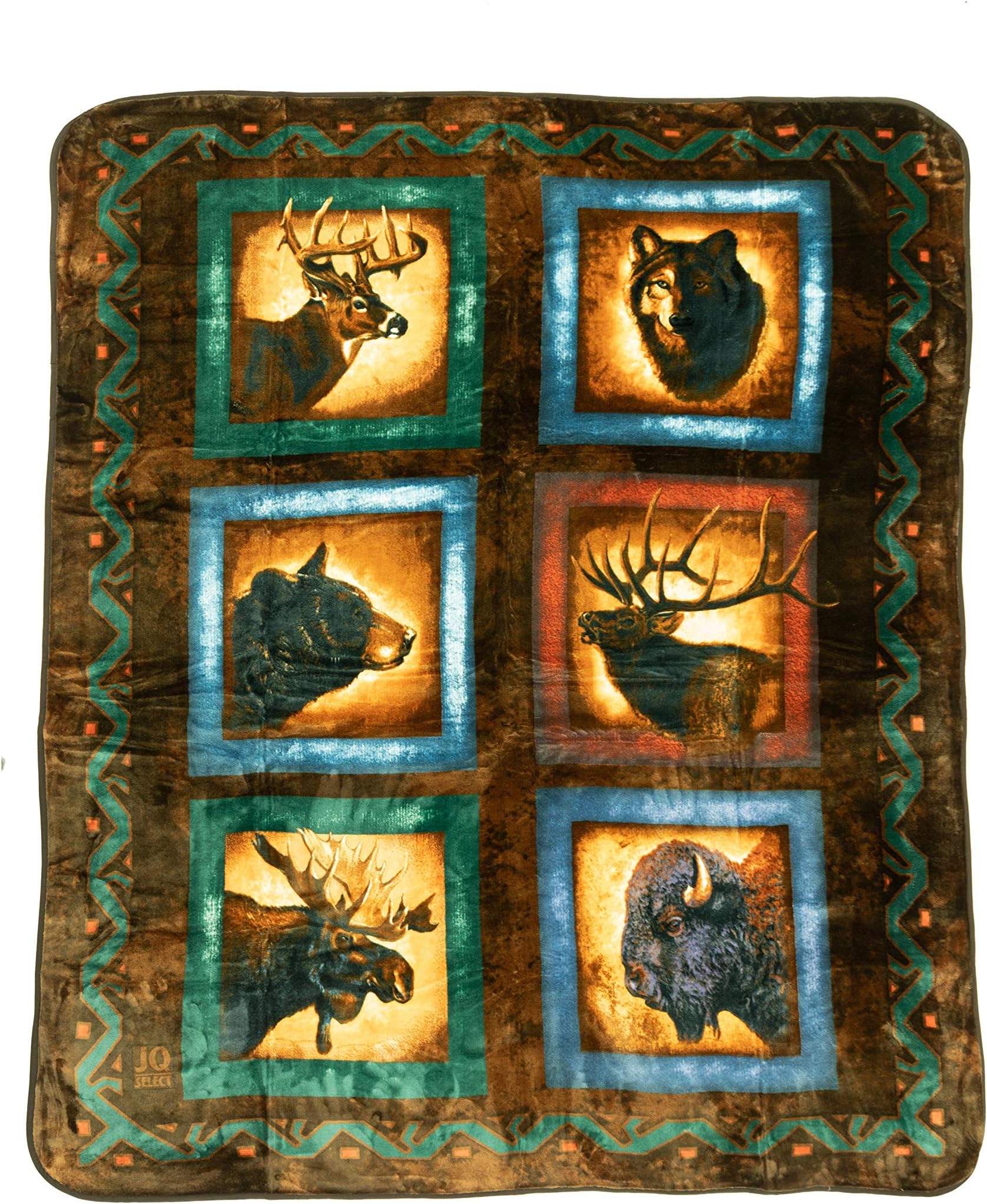 Crover SS-CRV-PB-HGUK-HGYZ Alaskan Wildlife Lodge Series Plush Raschel Queen Blanket