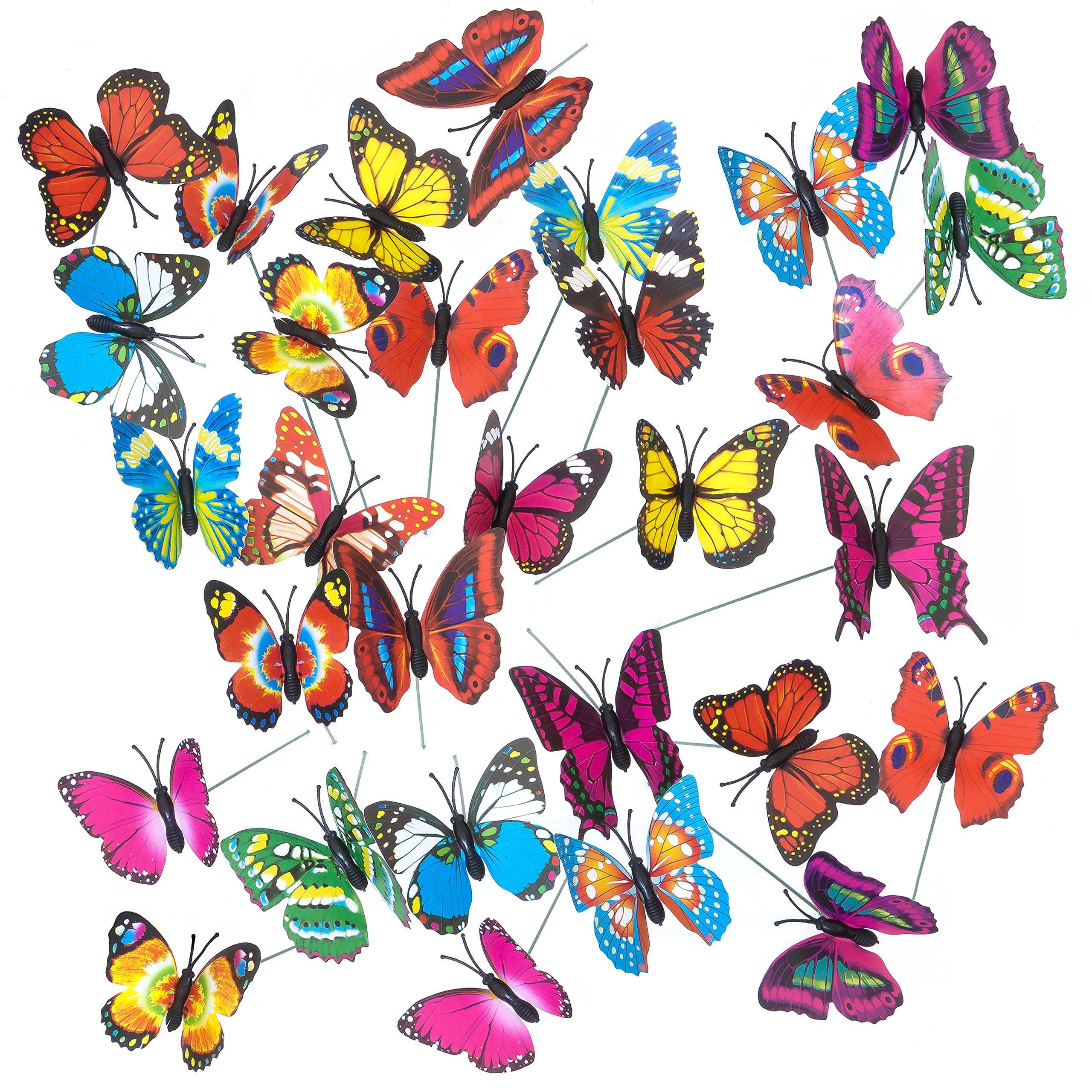 Pelle & Sol 30 Pieces Garden Butterflies Stakes Colourful Stakes Garden Ornaments Yard Patio Plant