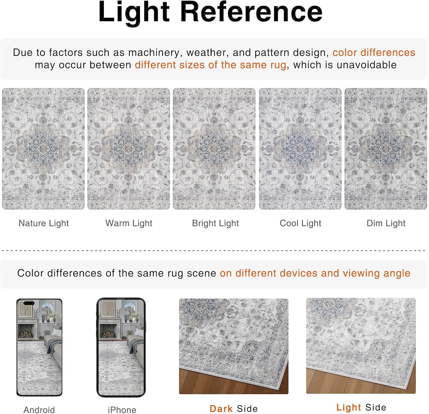 HUGEAR Machine Washable Area Rugs 6x9 Vintage Blue Living Room Bedroom Rug Neutral Style Non Slip Stain Resistant Low Pile Throw Carpet for Home Retro Aesthetic Modern Decor - Image 9