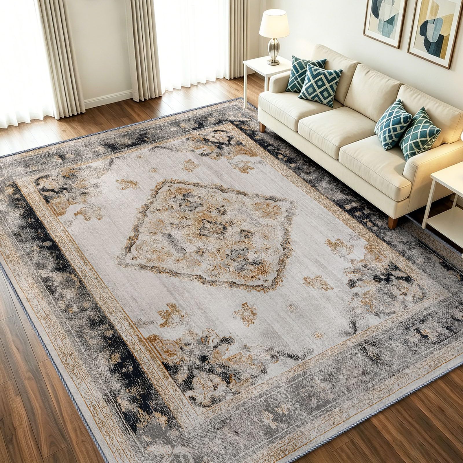 Tapis de sol antidérapant lavable poils courts salon 160x230