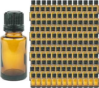 Nature Packaged Glass Amber Bottle 15ml (156 Pack) - Essential Oil Bottle -Refillable Bottle - DIY Supplies Tool & Accessories - Carrier Oil and Essential Oil Kit