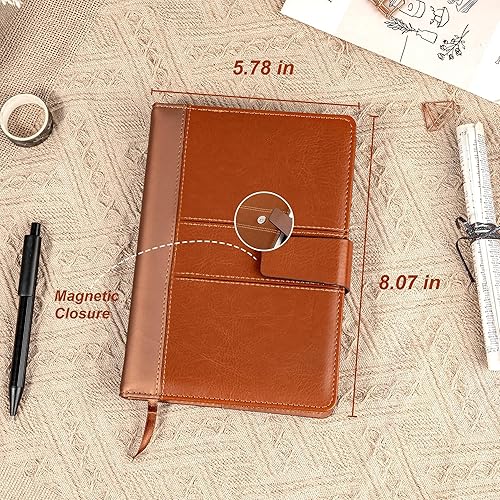 Miniatura 2 de CAGIE Diario rayado A5 para hombre, cuaderno de tapa dura para trabajo con hebilla magnética, 256 páginas, diario de escritura con caja de regalo,