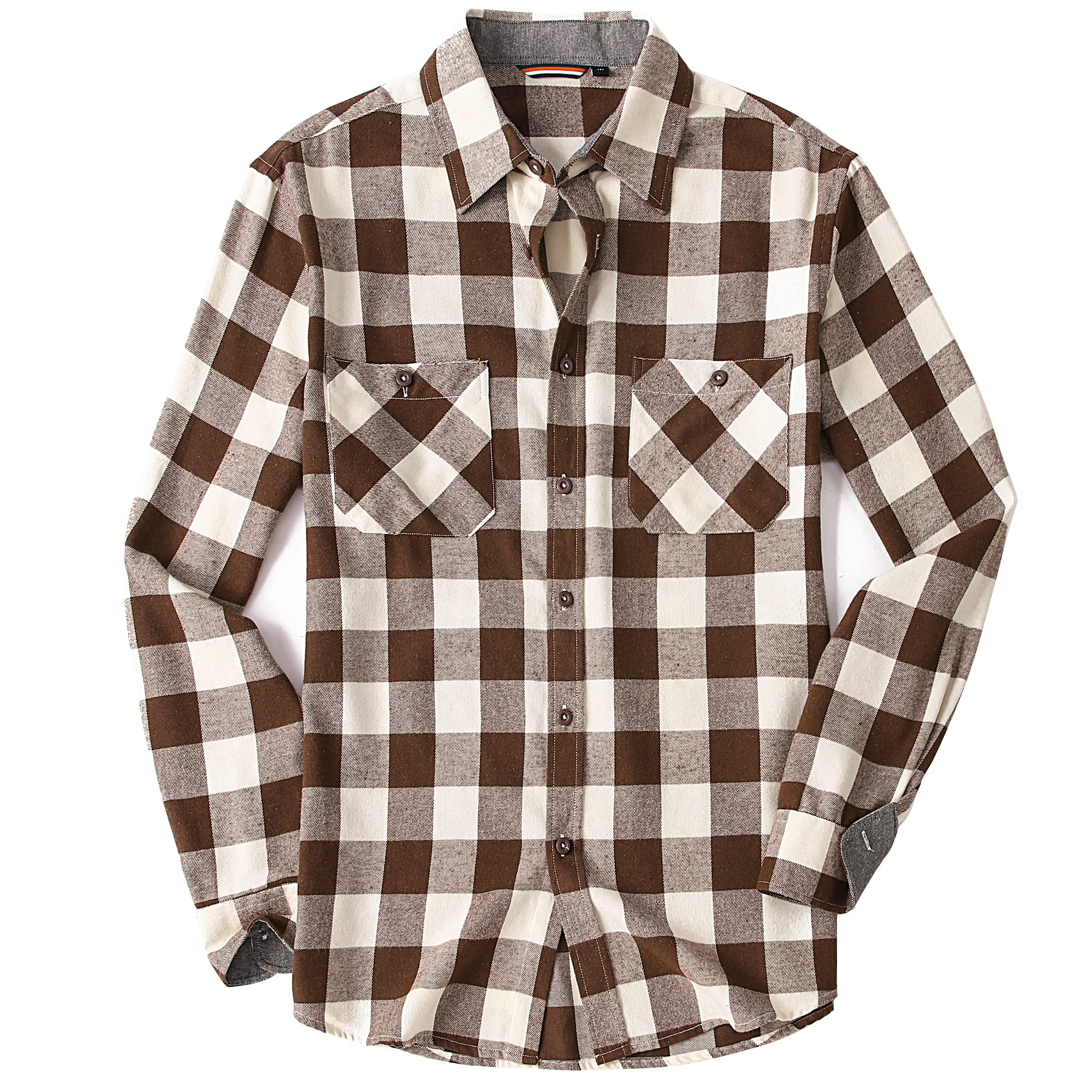 WARHORSEE Flannel Shirt for Men Long Sleeve Regular Fit Button Down Casual Plaid Shirt