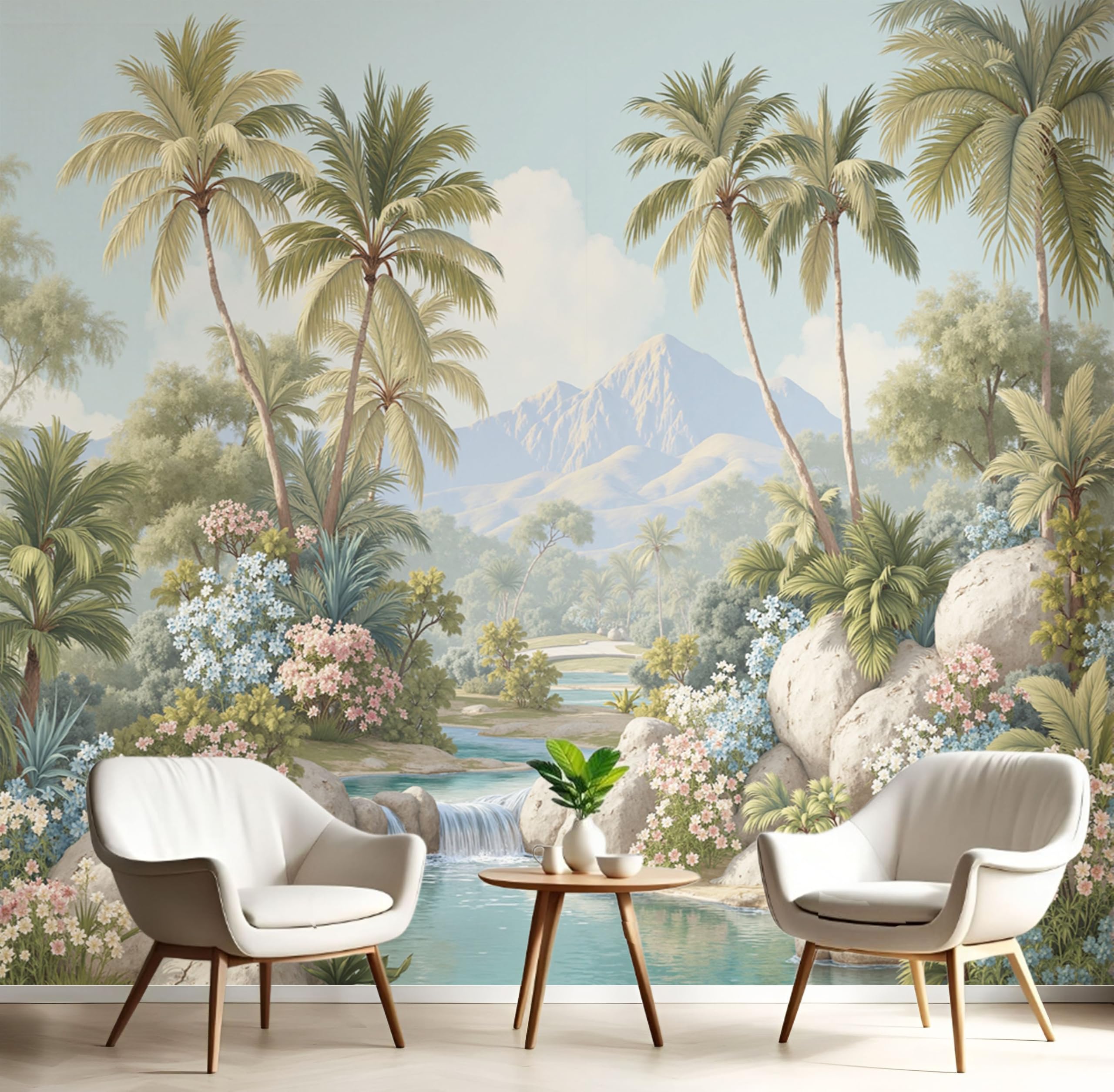 Papier Peint Panoramique Jungle de Palmiers Vert Olive 250x175cm