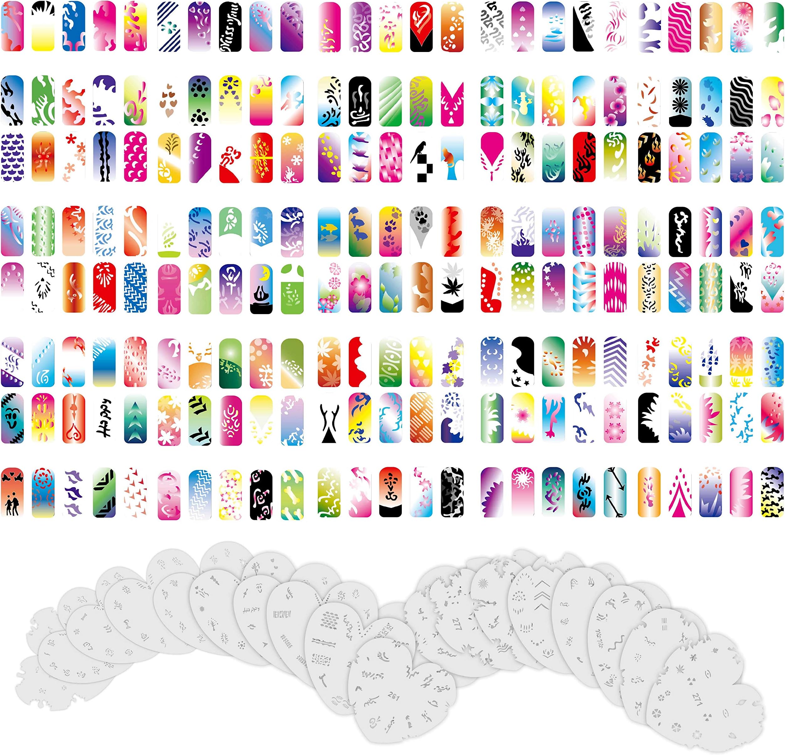 Custom Body Art Nail Stencils - Design Series Set #14 with 320 Unique Designs