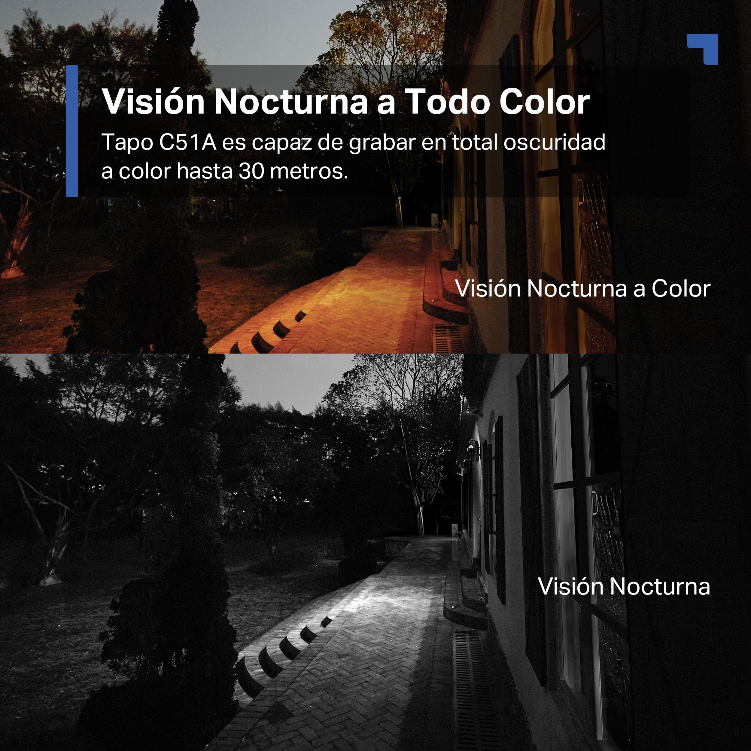 Tapo C51A - Cámara de vigilancia Wi-Fi para Exteriores 360°, visión Nocturna a Todo Color 2k (3 MP), detección Personas con IA Seguimiento Movimiento Inteligente IP65 — view 6