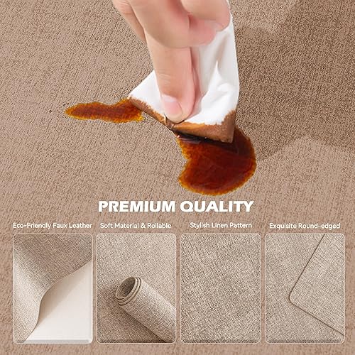 Miniatura 6 de HESSION Manteles individuales de piel sintética resistentes al calor, manteles individuales impermeables de poliuretano, 17 x 12 pulgadas, juego de