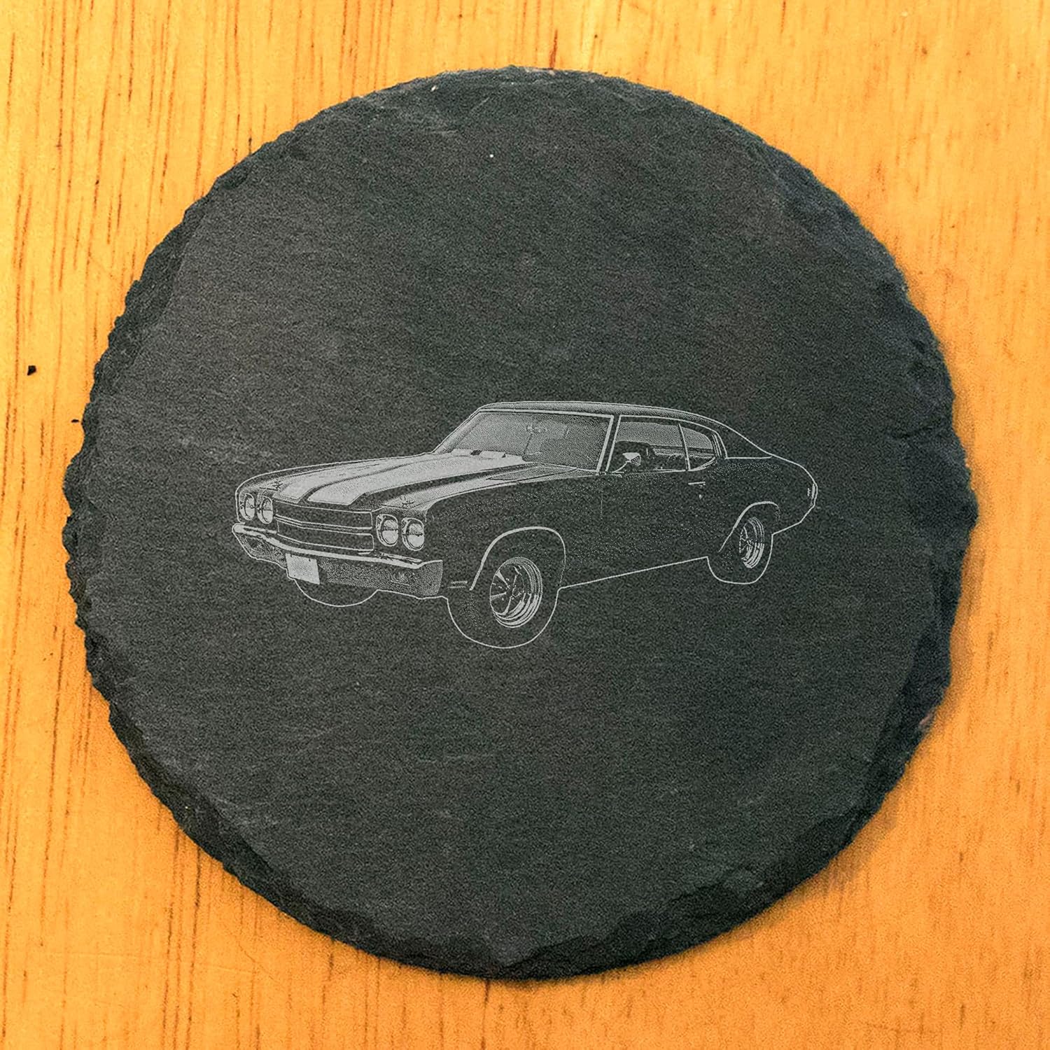1970 Chevelle SS 454 Coasters: Unleash the Power on Your Coffee Table - Round Slate - Set of 4