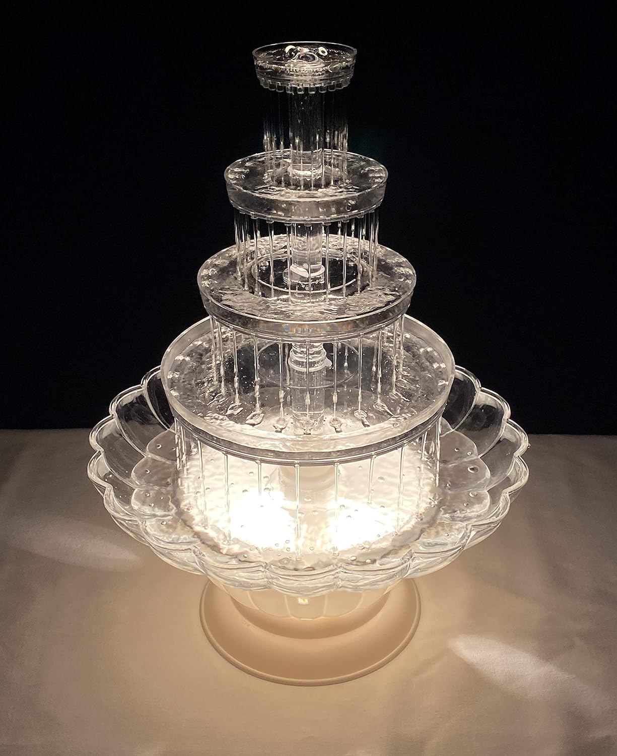 Crafts Central 18 Inch Lighted Clear Plastic Water Fountain for Weddings or Cake Centerpiece