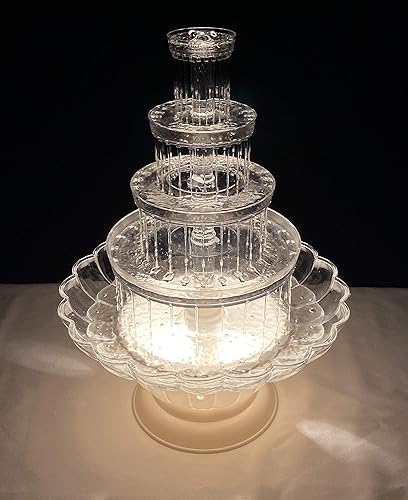 Crafts Central Fuente de agua de plástico transparente iluminada de 18 pulgadas para bodas o centro de mesa de pastel