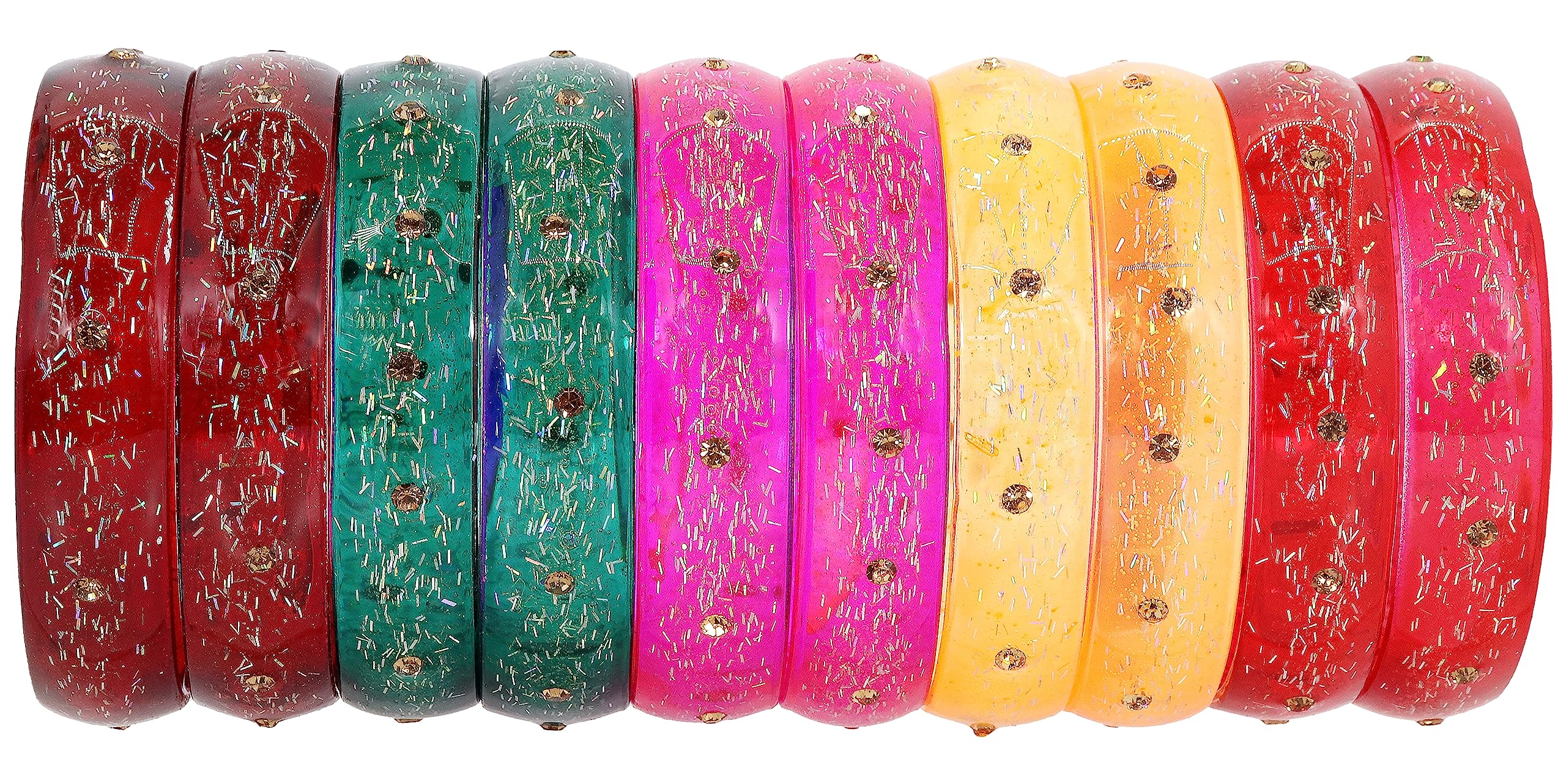 NMII Glass with Zircon Gemstone and Glitter Design Glossy Finished Multicolor Kada Set For Girls and Women- (MR2-Virjit-2.8), Pack of 10 Multicolor Kada (B0C9Y5CLRV) Amazon Price History, Amazon Price Tracker