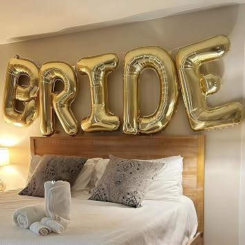40 Inch Gold BRIDE Balloons, Large Letter Balloons for Bachelorette Party