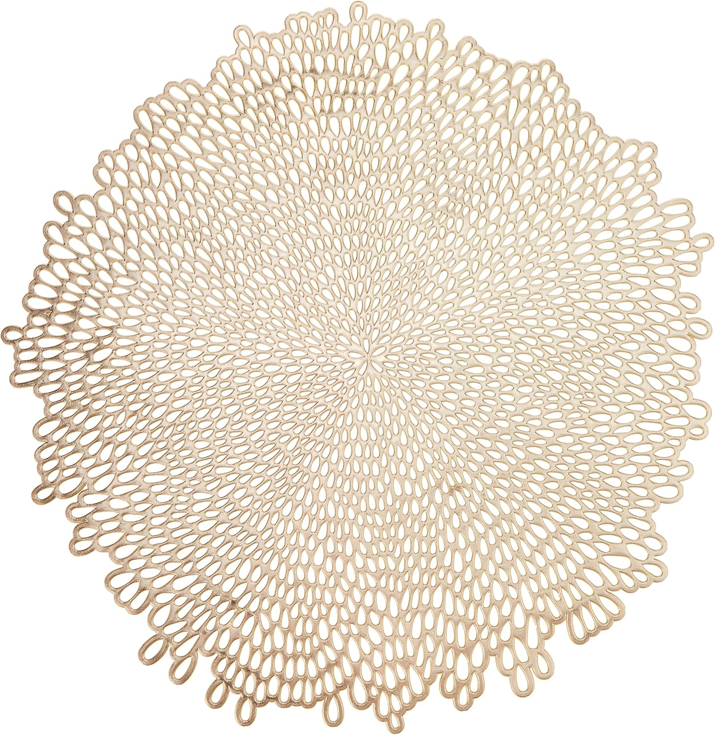 Best Cyber Monday 🔥 Benson Mills Bloom Pressed Vinyl Placemat Set of 4 (15.5 Round, Set of 4, Gold)