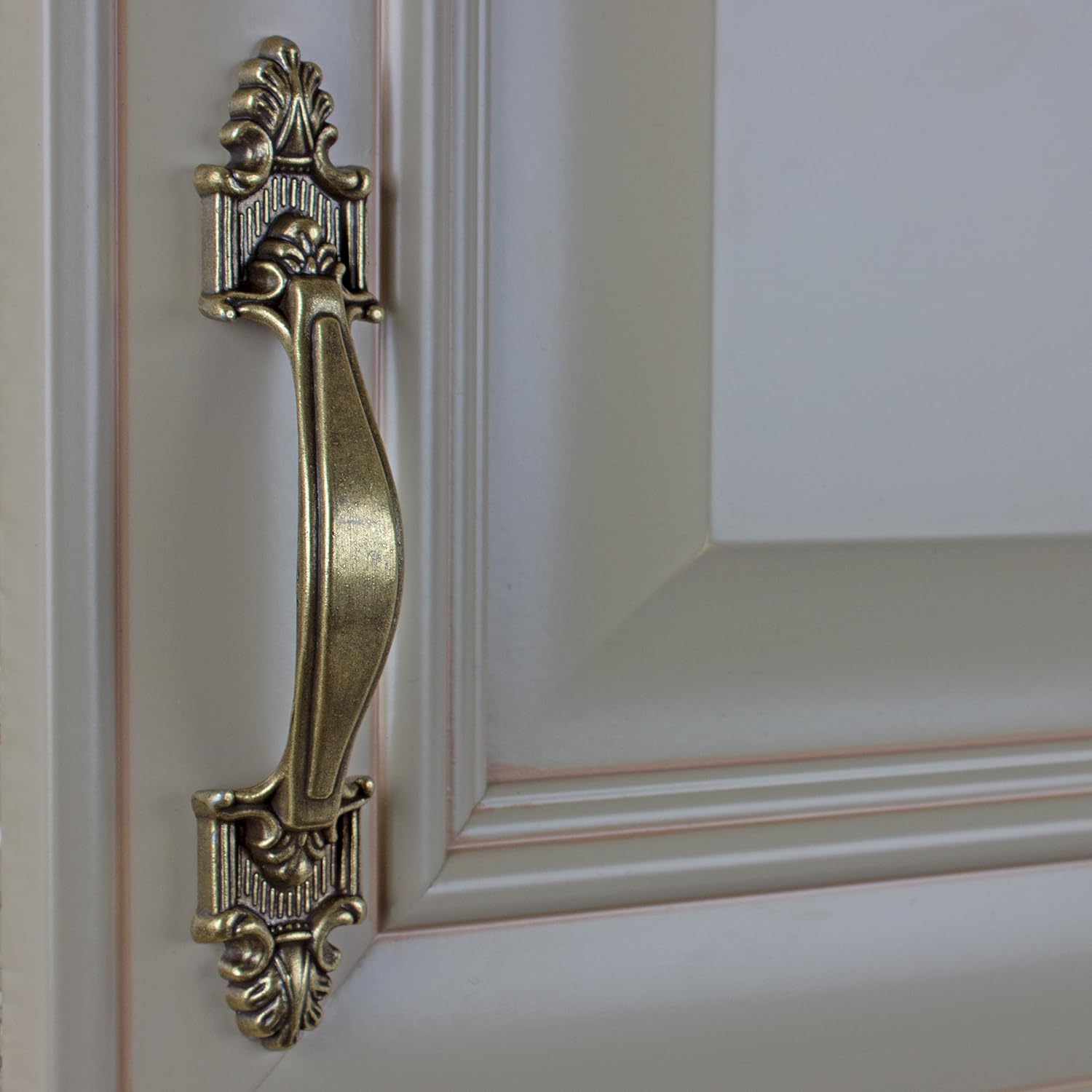 GlideRite Hardware 4116-AB-50 3.5 inch Cc Antique Brass Deco Cabinet Pull 50 Pack