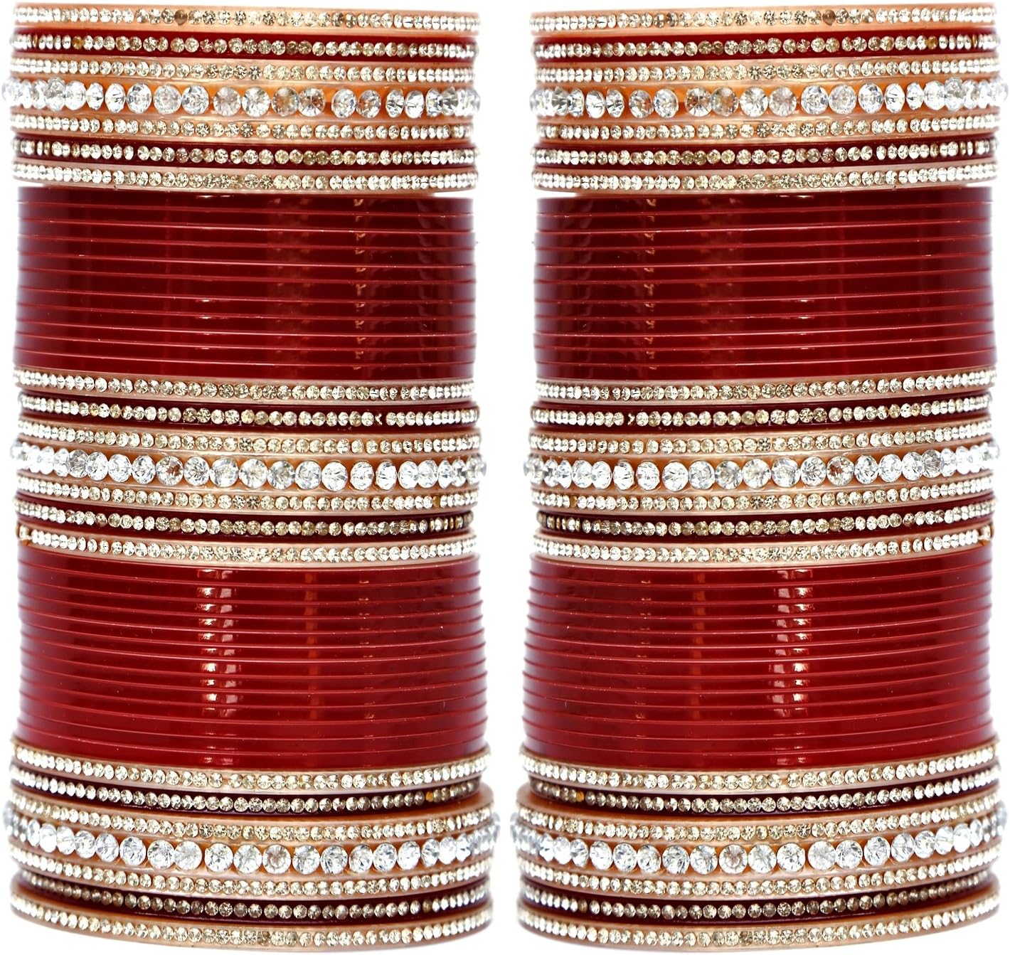 Lucky Jewellery Maroon Bridal Dulhan Punjabi Choora, Wedding Chudas Set (446-G1C1-NT-M)