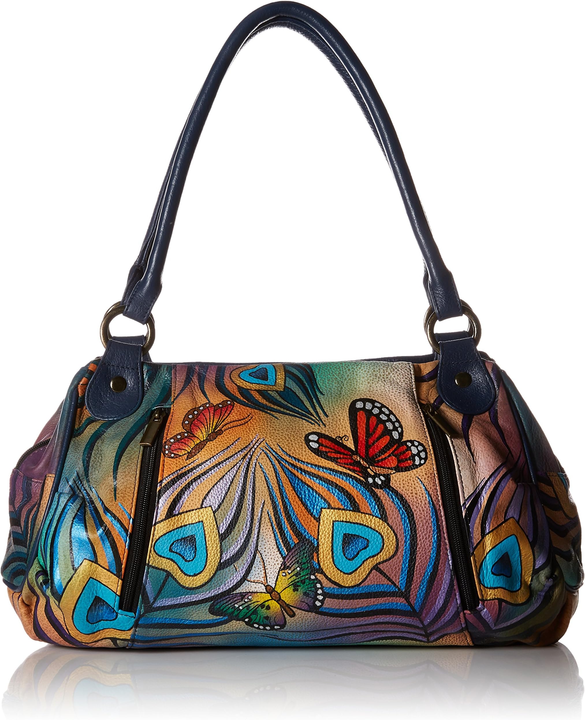 Anna by Anuschka Women’s Genuine Leather Ruched Hobo Shoulder Bag | Original Artwork