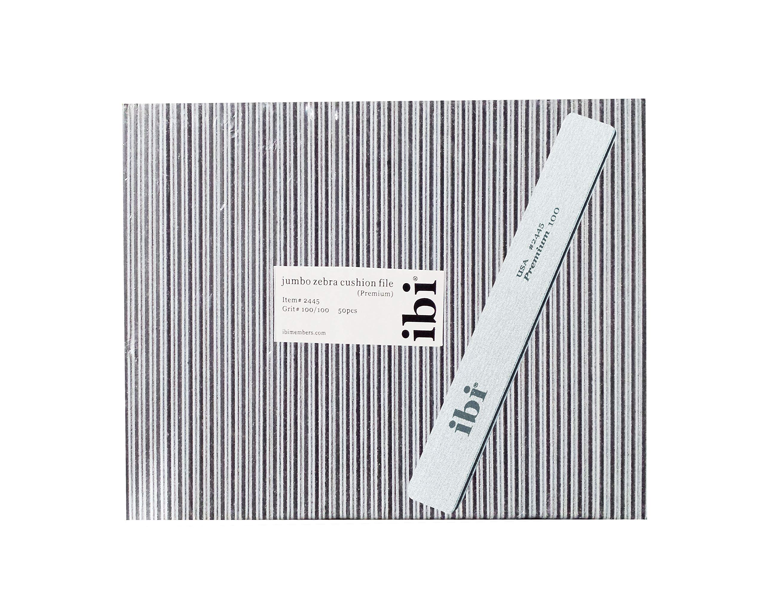 IBI100 Premium Jumbo Zebra Cushion File | Grit 100/100 | Washable & Sanitizable Nail File for Professionals (50PCS)