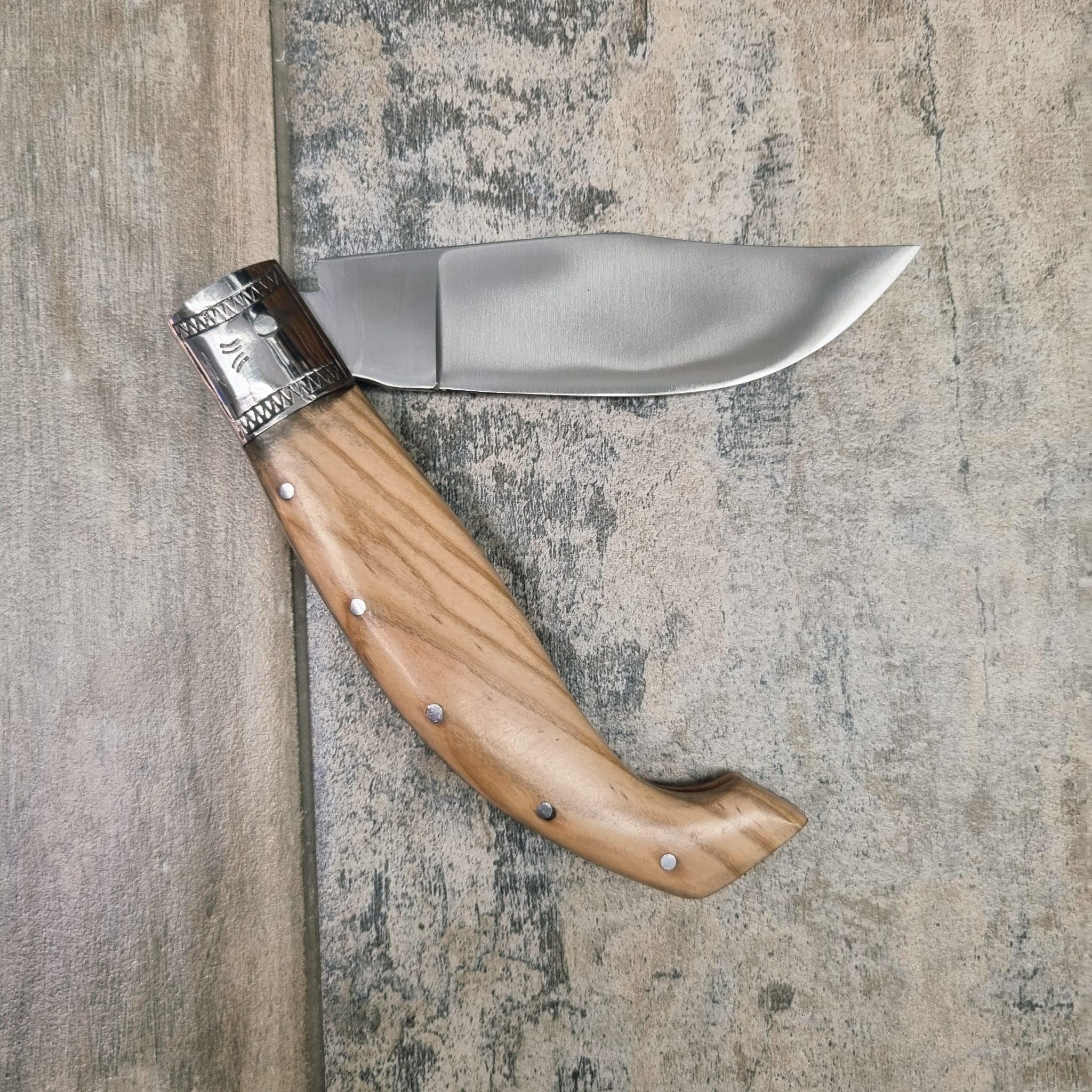 Generico Coltello 23cm lama da 10 con Manico in Legno d'ulivo, Lama in Acciaio Inossidabile, Design Tradizionale tipo arburesa personalizzazione come da immagine