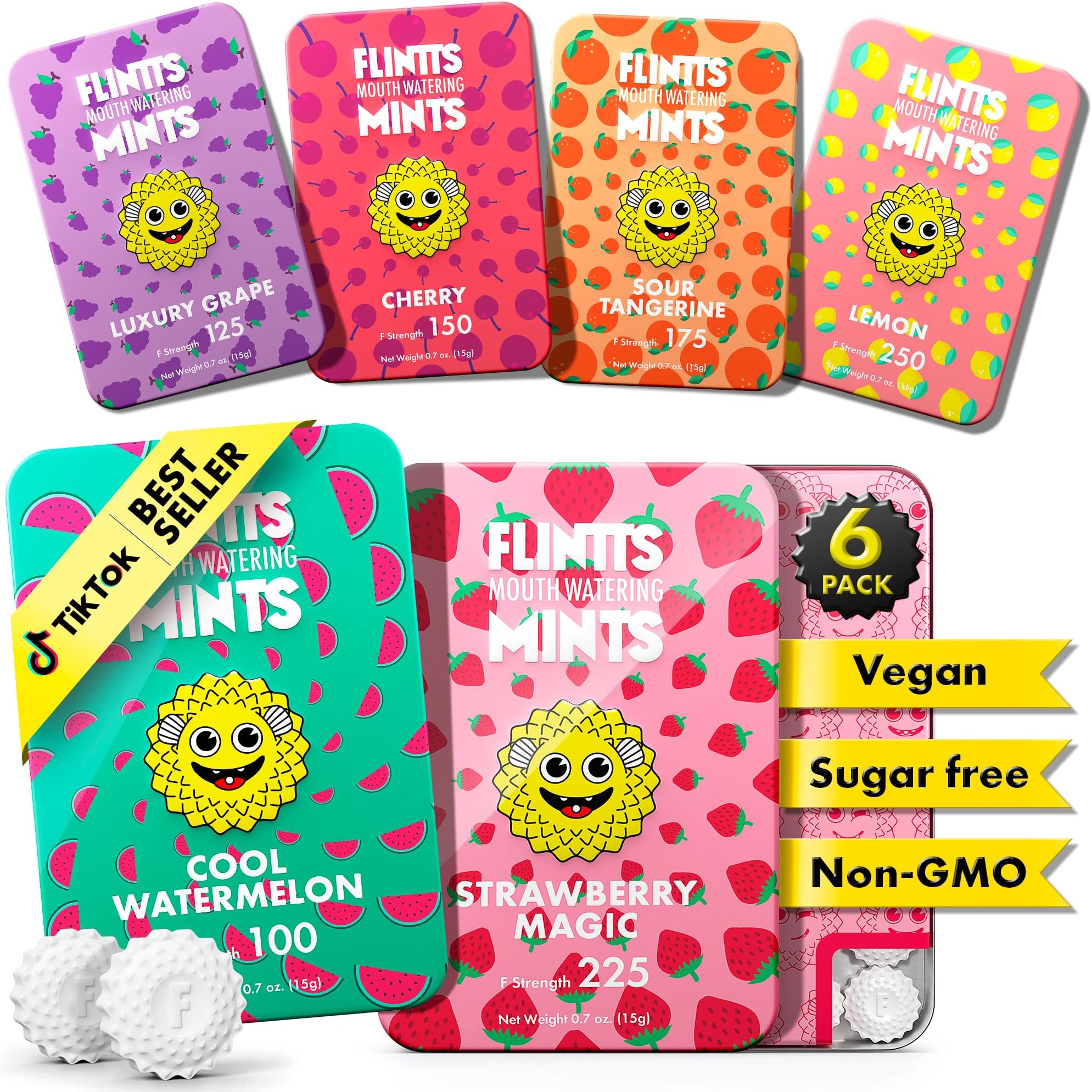 Mints Fruit Troop – Sugar Free Mouthwatering Mints for Dry Mouth Relief & Freshness – Vegan Oral Health Support with Sparkle Effect – Pocket Travel Saliva Substitute, Lozenges Alternative