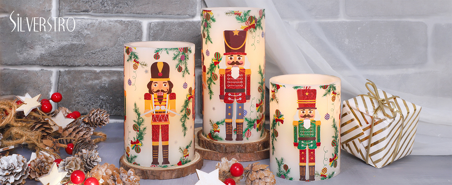 Image of Chrismtas Nutcracker Soldiers Flameless Candles Decorations with Remote, Battery Opreated Flickering LED Candle Light, Real Wax Holiday Candles, Xmas Gift for Home Party Decor