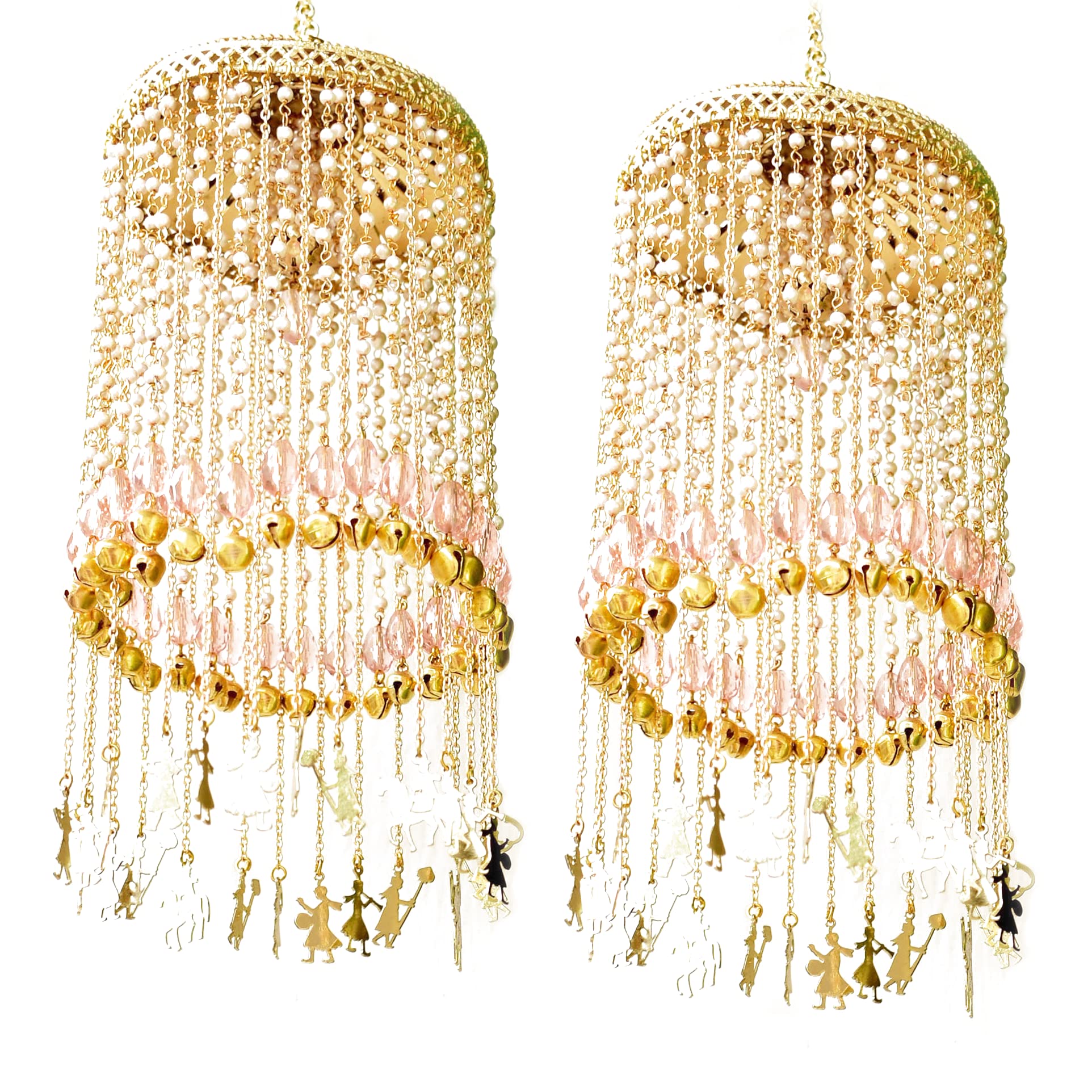 Abhika CreationsBaraat Charms Indian Wedding Golden Pink Stones Kaleere With Kundan Caps Designer Unique Traditional Kalire (Pink Stones Golden Baraat Charms Kundan Cap Kaleere)