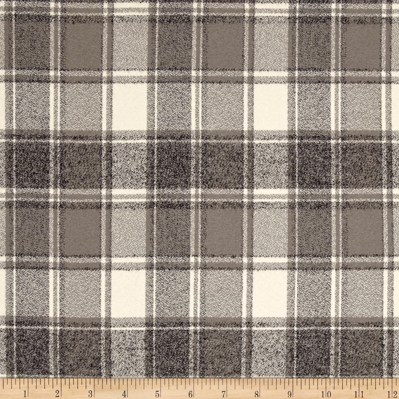 Kaufman Mammoth Flannel Plaids Iron, Fabric by the Yard