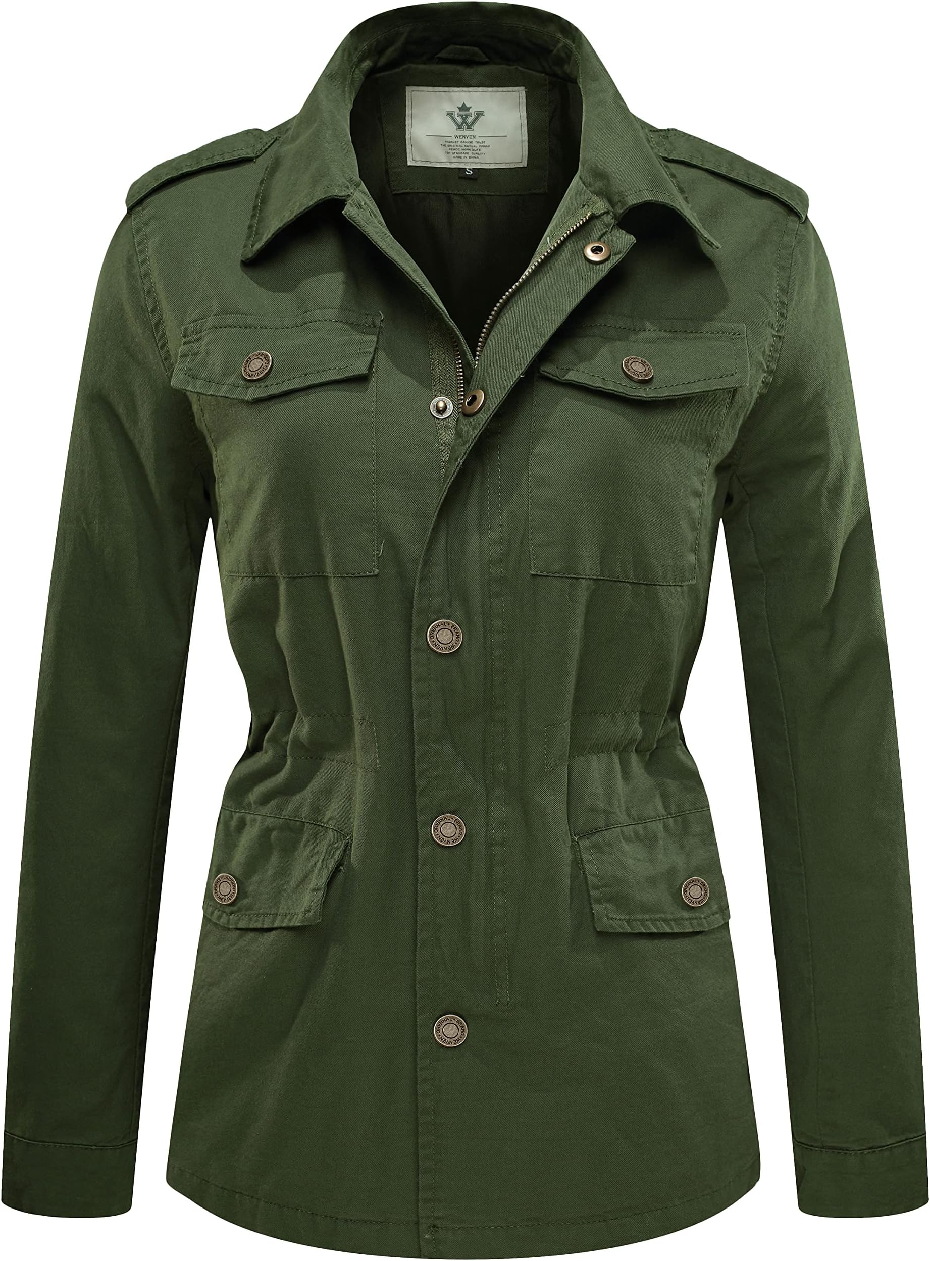 Women's Lightweight Canvas Cotton Military Jacket Utility Lapel Anorak