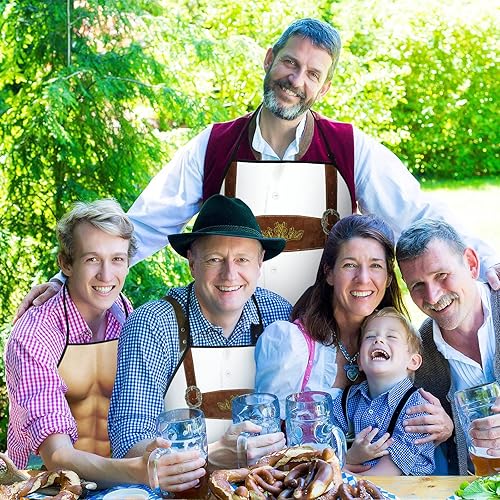 Miniatura 7 de Sintege Paquete de 2 delantales de Oktoberfest delantales alemanes Lederhosen y Dirndl para Oktoberfest Baviera Festival de Cerveza Decoración de